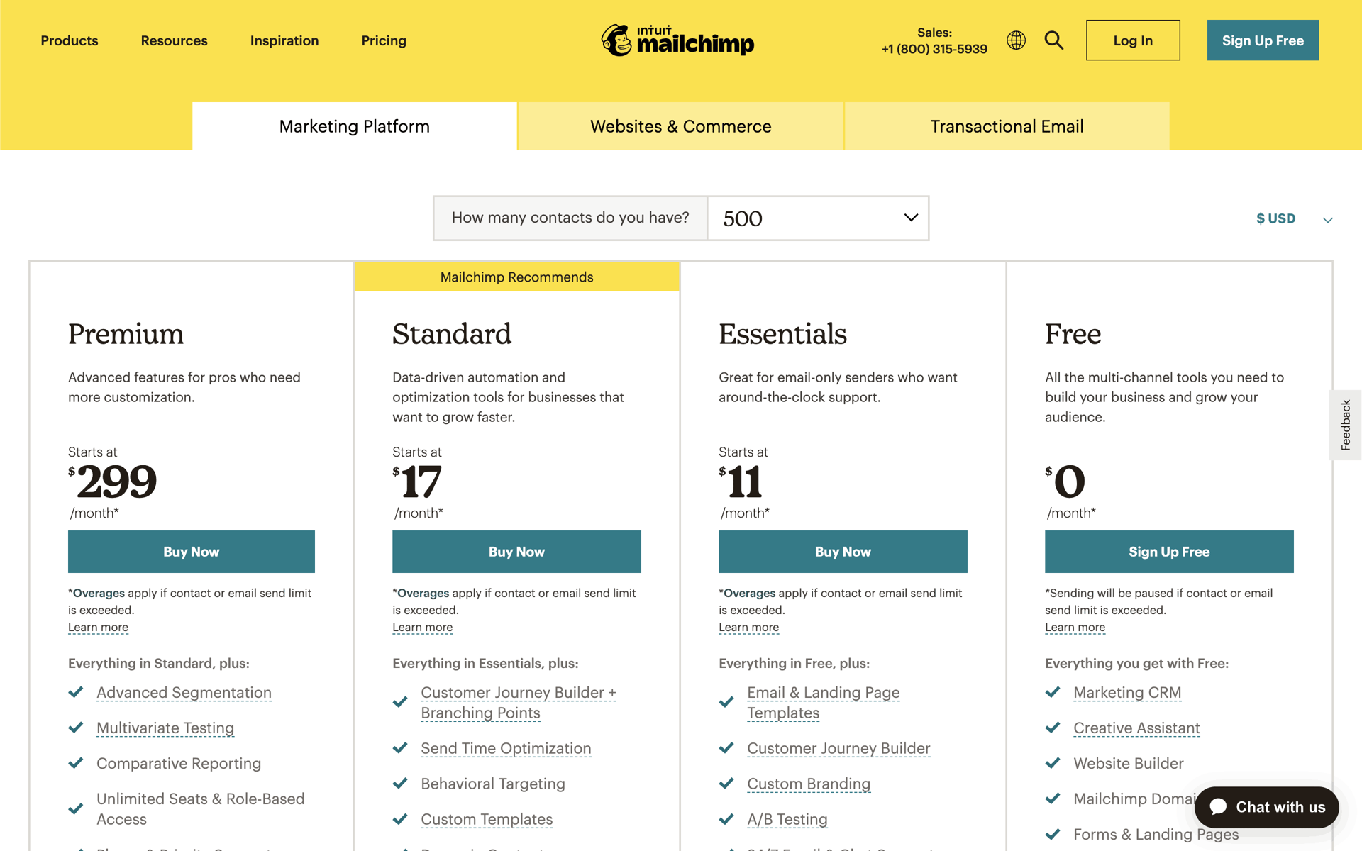 Mailchimp Web Business interface screenshot 2