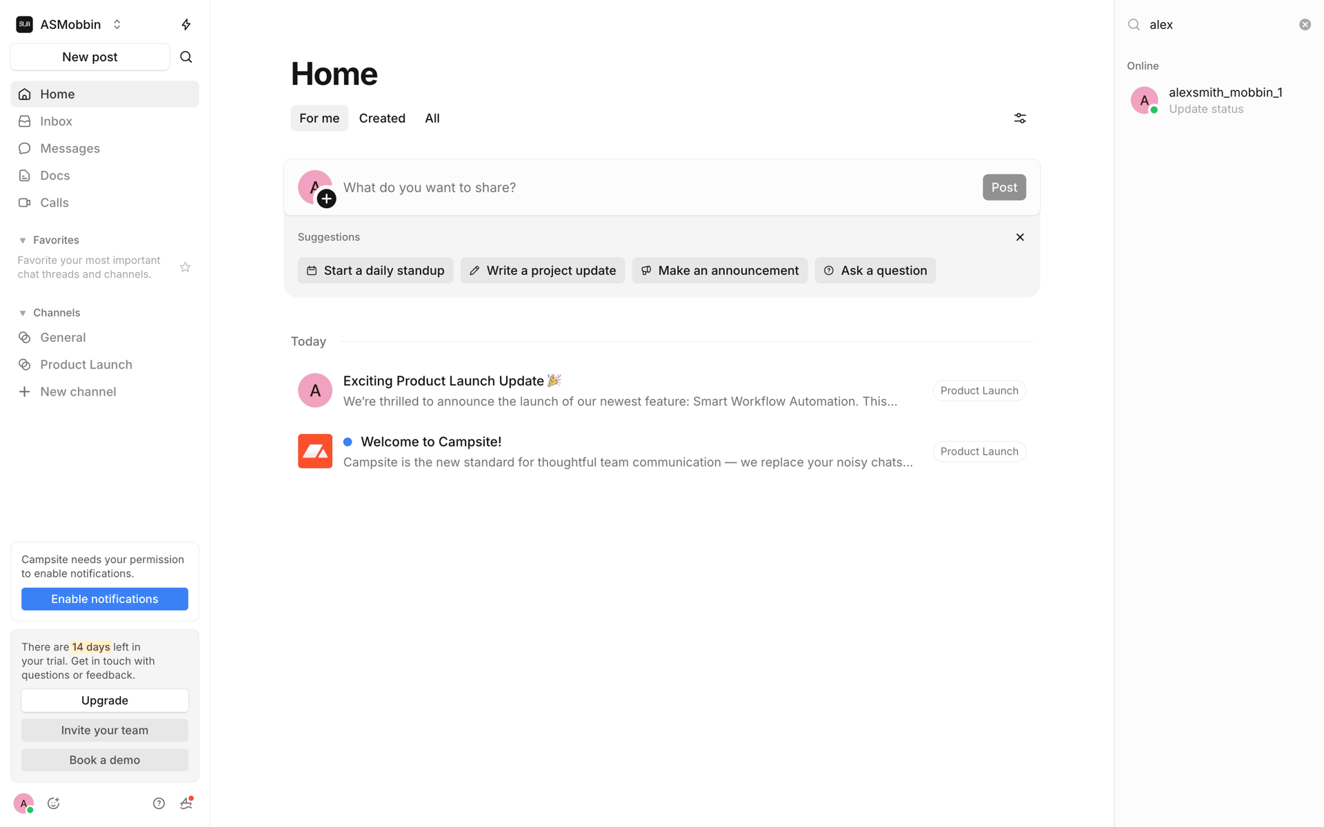 Campsite Web Productivity interface screenshot 22