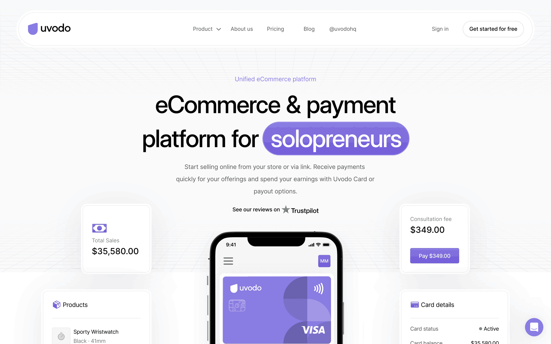 Uvodo Web Business interface screenshot 1