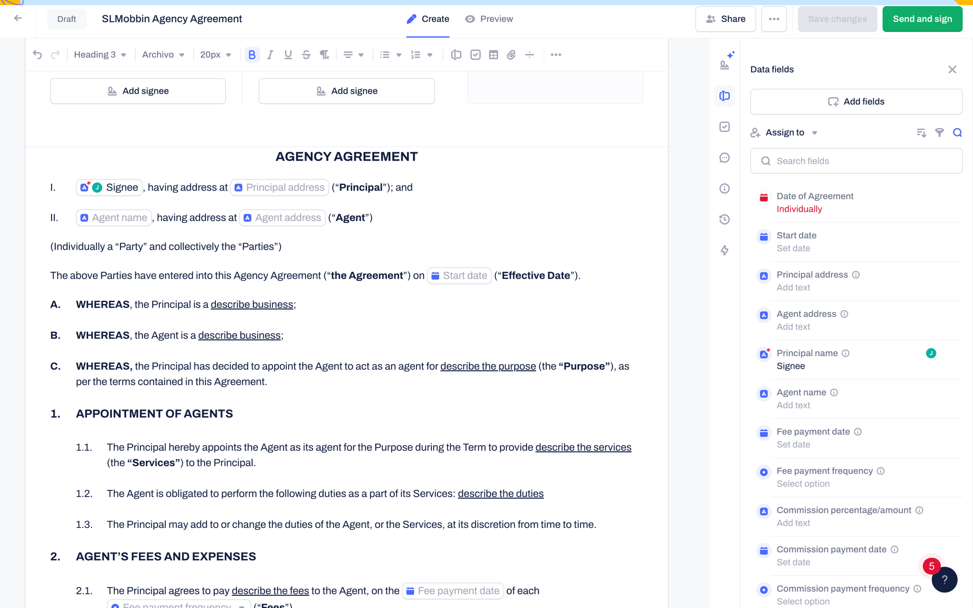 Contractbook Web Business interface screenshot 4