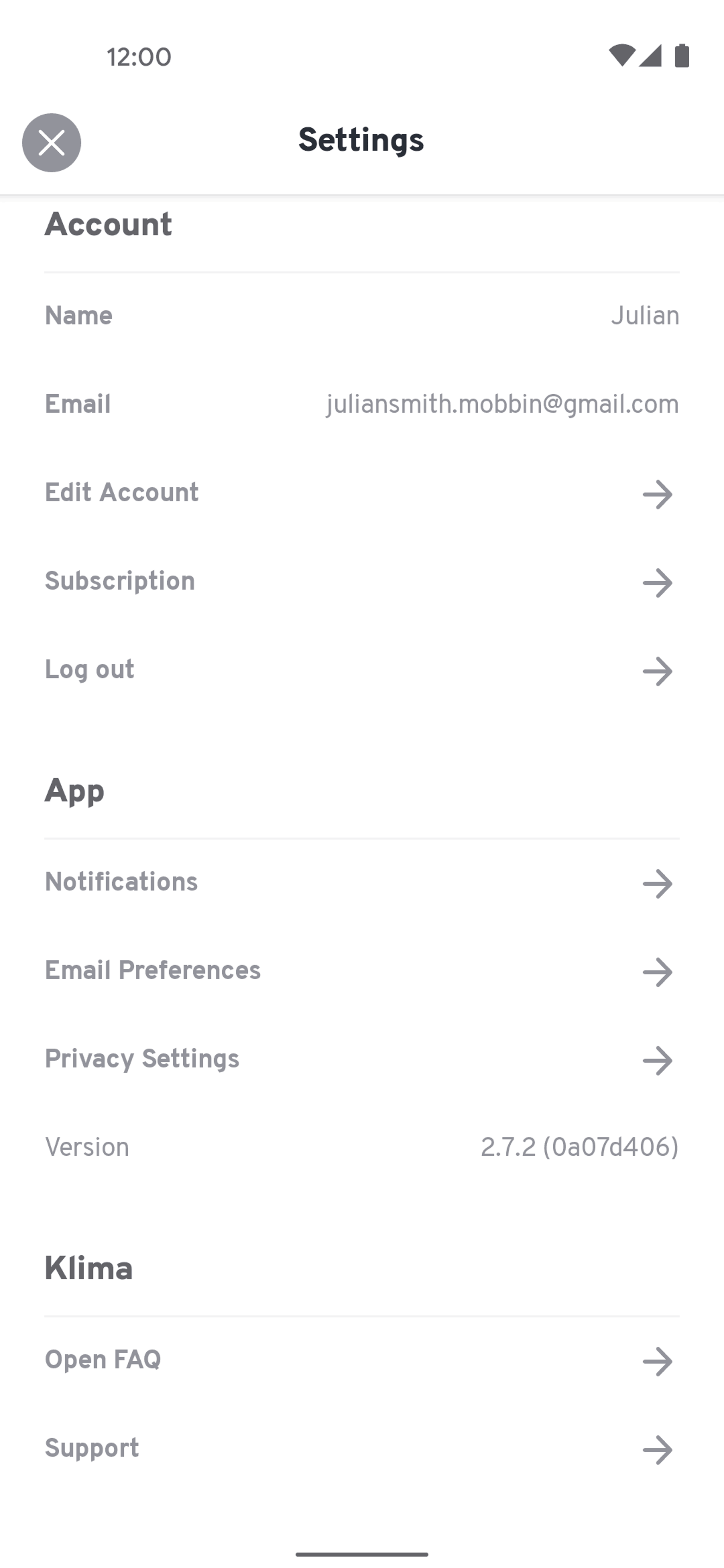 Klima Android Lifestyle interface screenshot 11