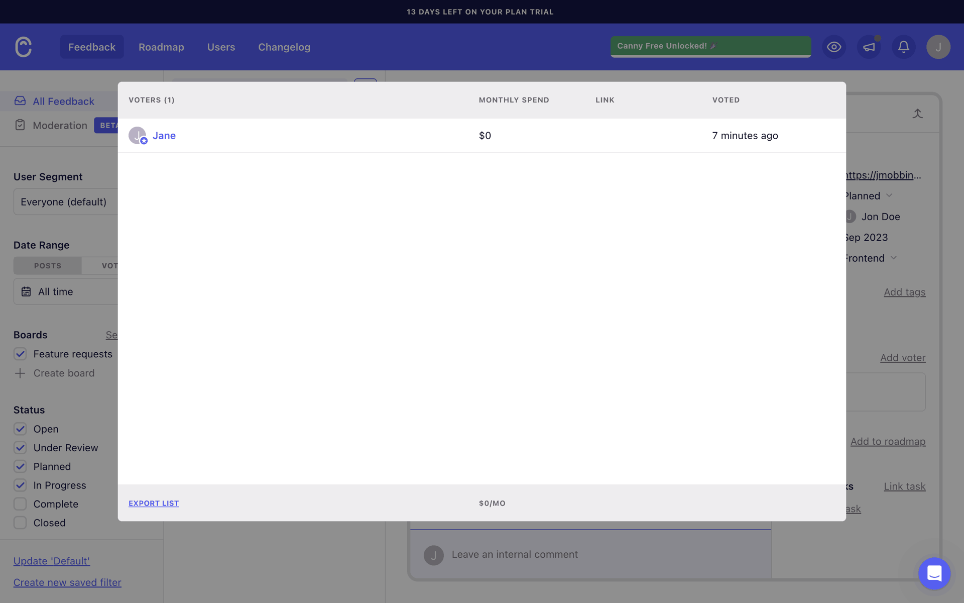 Canny Web Business interface screenshot 8