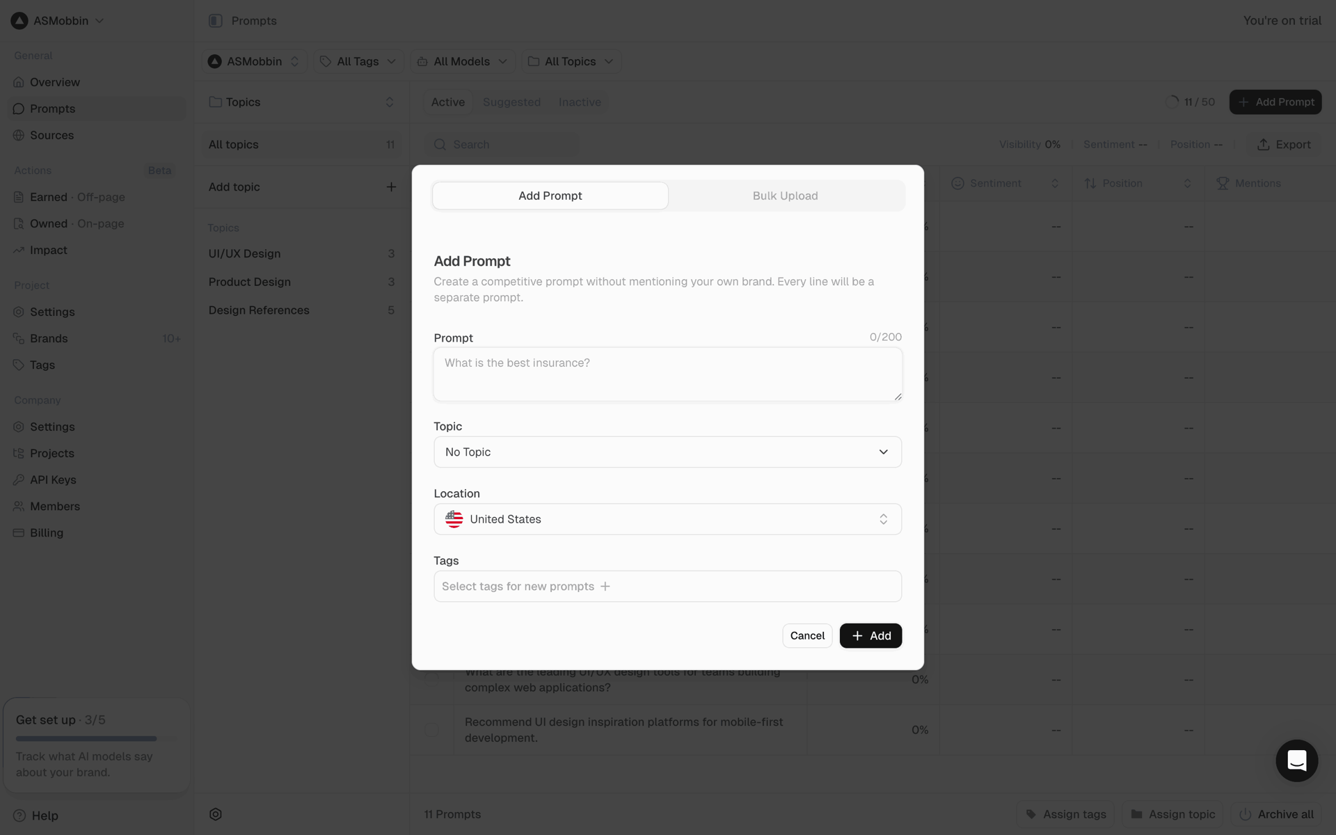 Peec AI Web Business interface screenshot 19