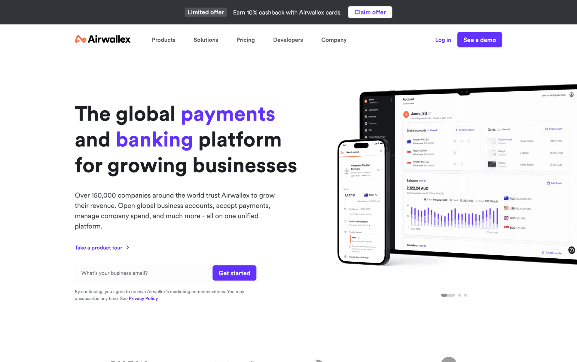 Airwallex Web Finance interface screenshot 2