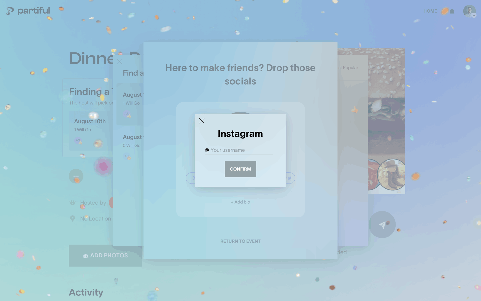 Partiful Web Lifestyle interface screenshot 13