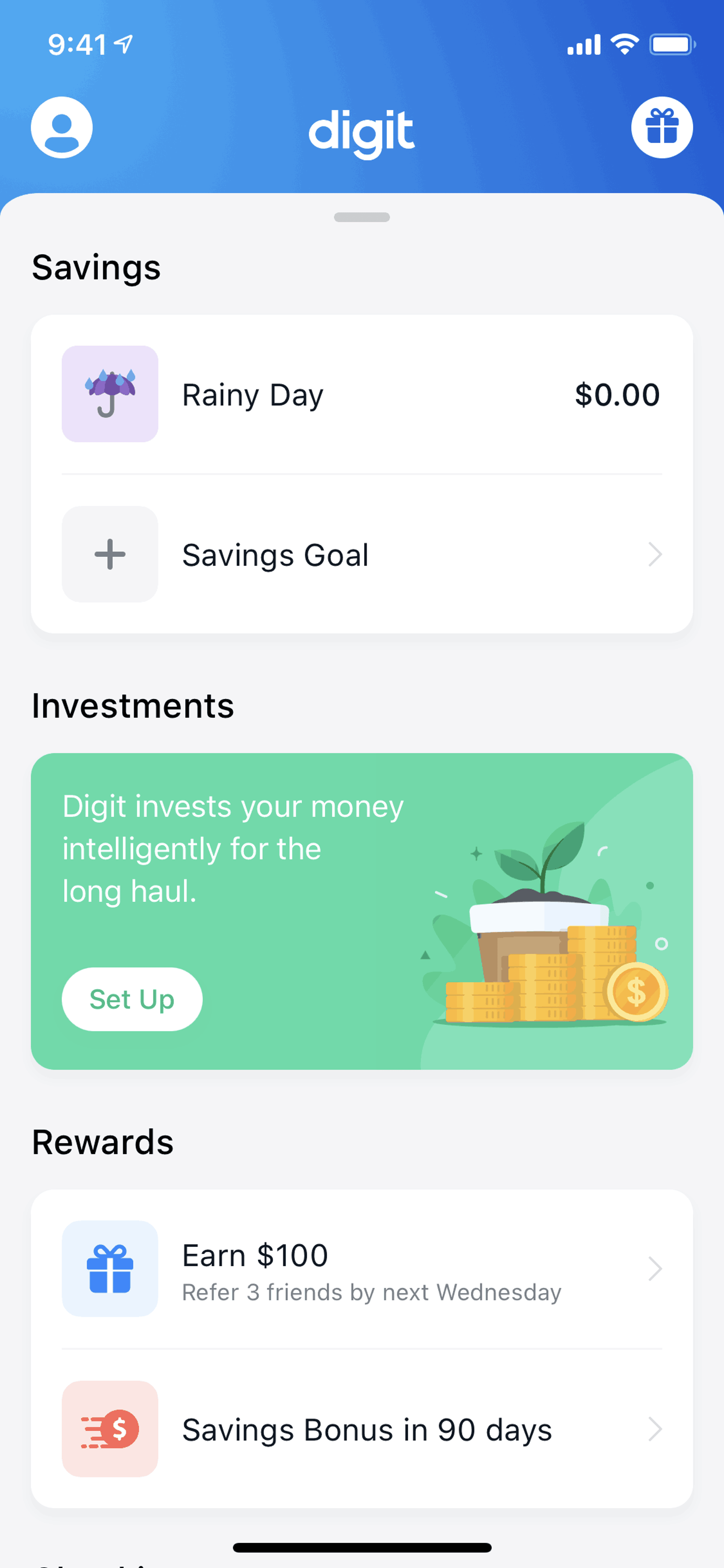 Digit iOS Finance interface screenshot 5