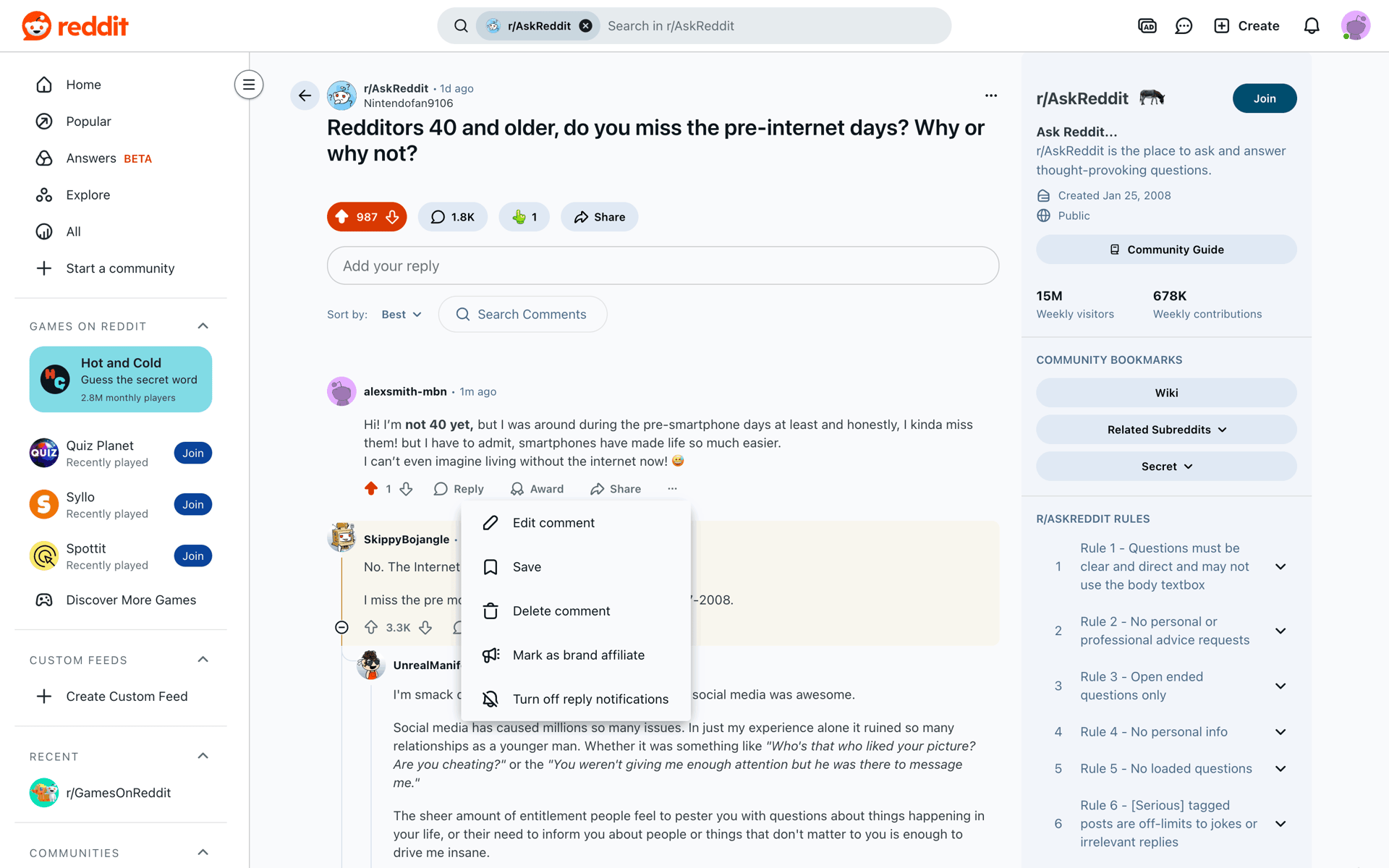 Reddit Web Social Networking interface screenshot 12