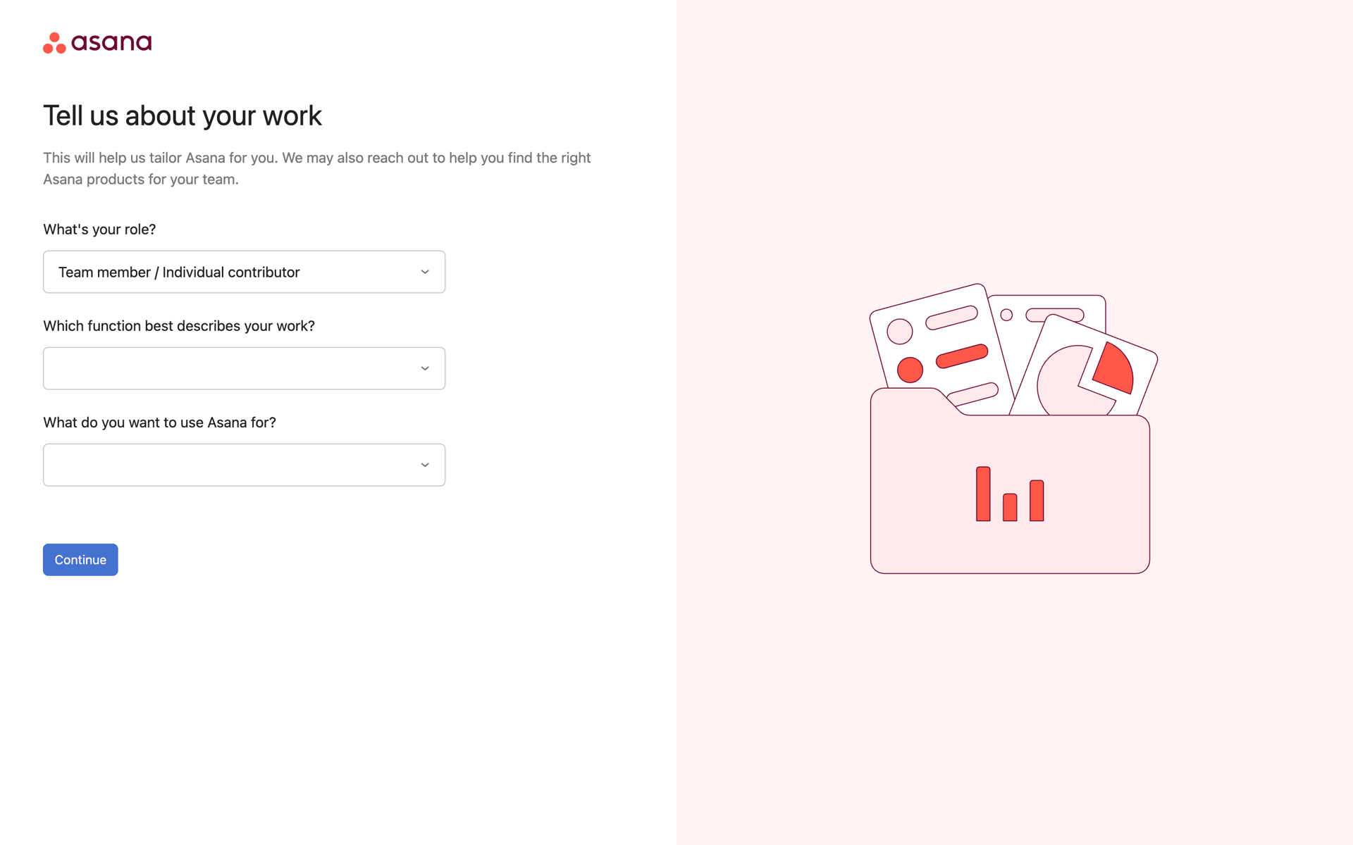 Completing onboarding on Asana (web) screen 4