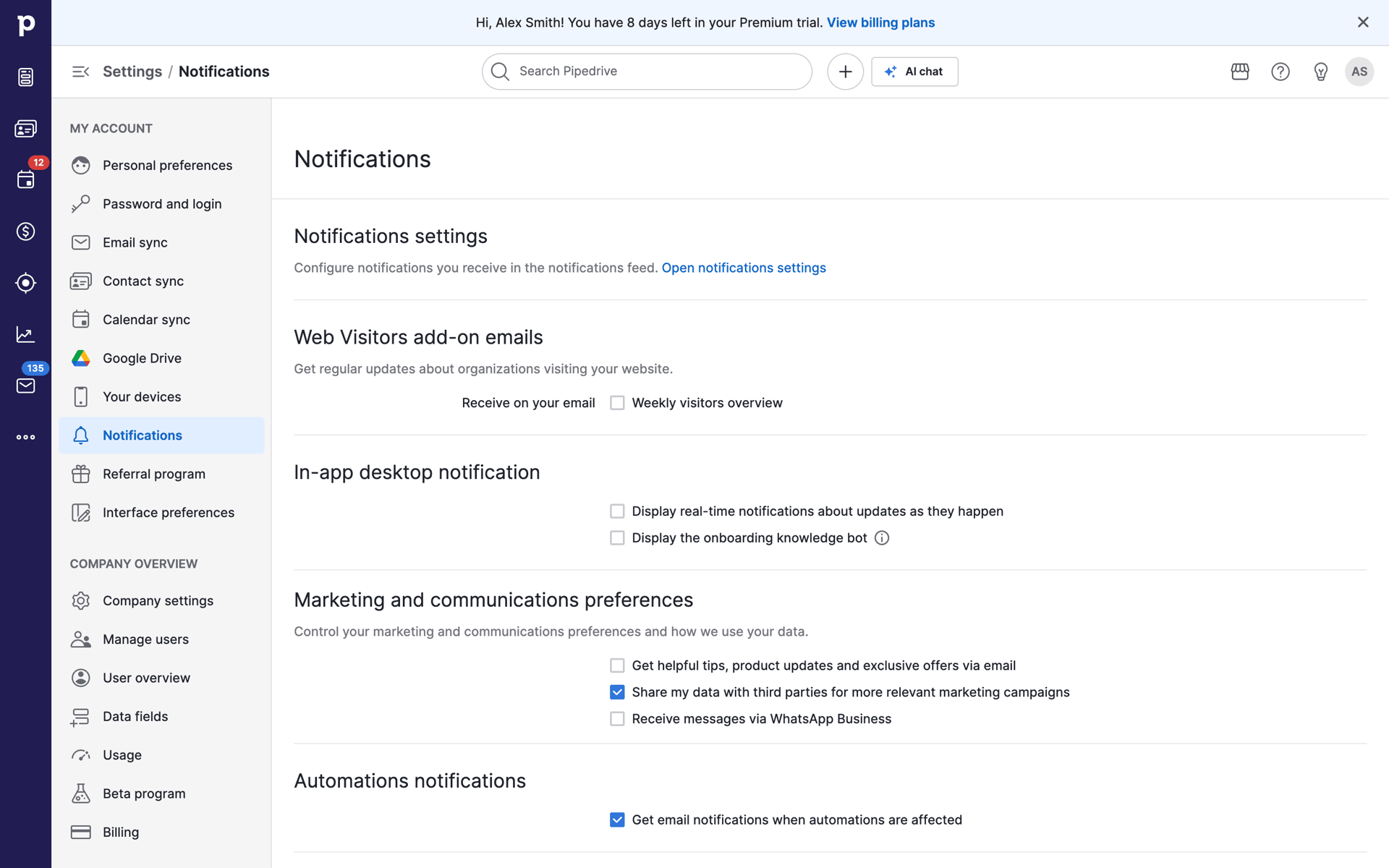 Pipedrive Web CRM interface screenshot 11