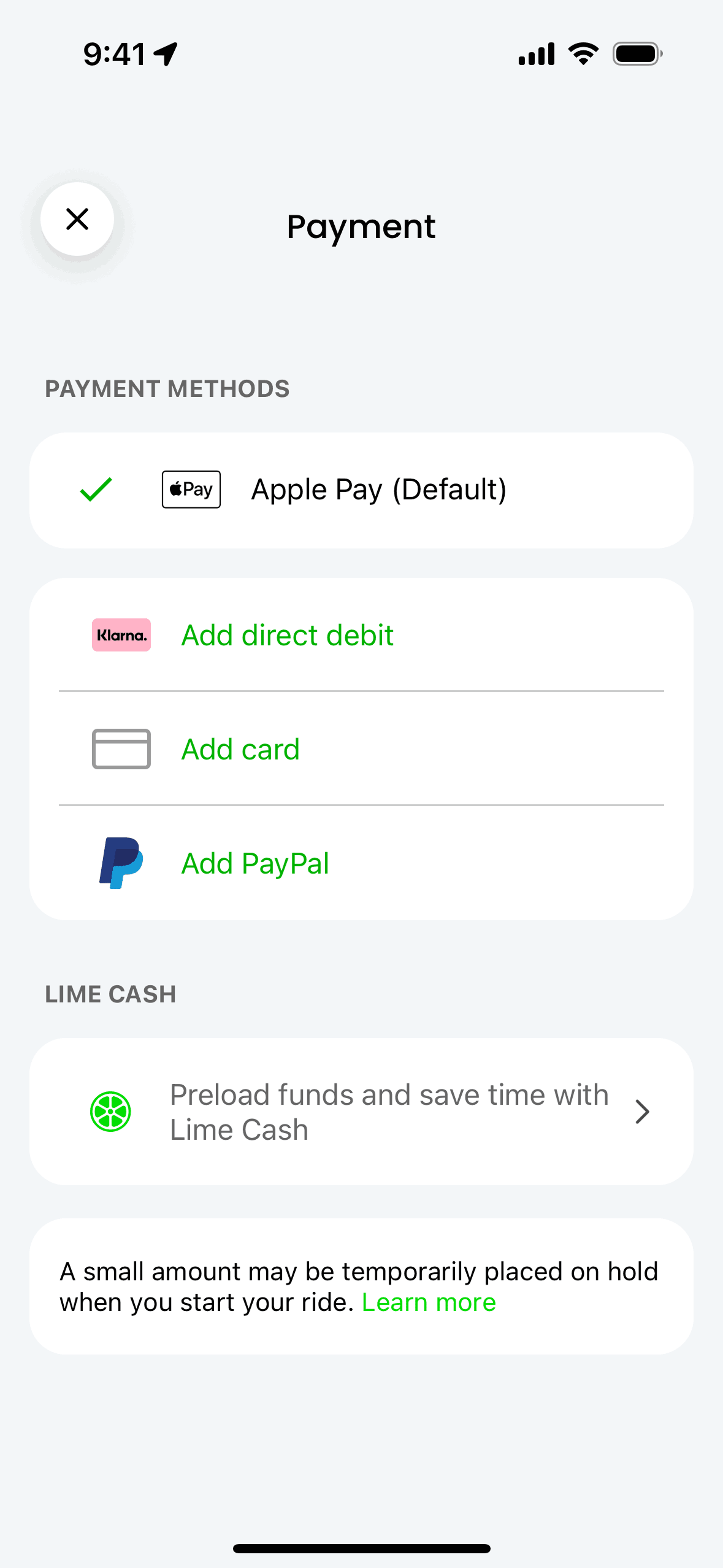 Lime iOS Travel & Transportation interface screenshot 3