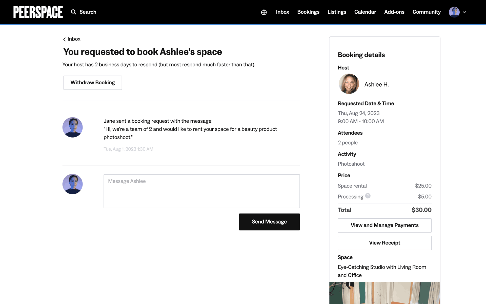 Peerspace Web Lifestyle interface screenshot 6