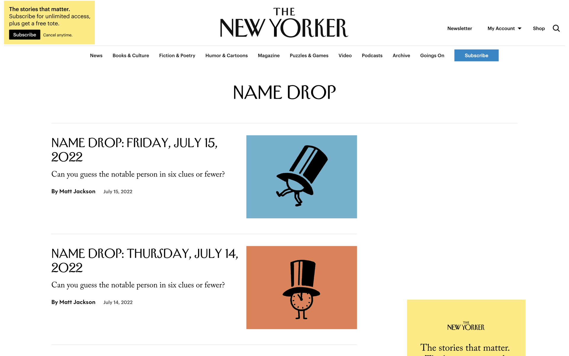 The New Yorker Web News interface screenshot 16