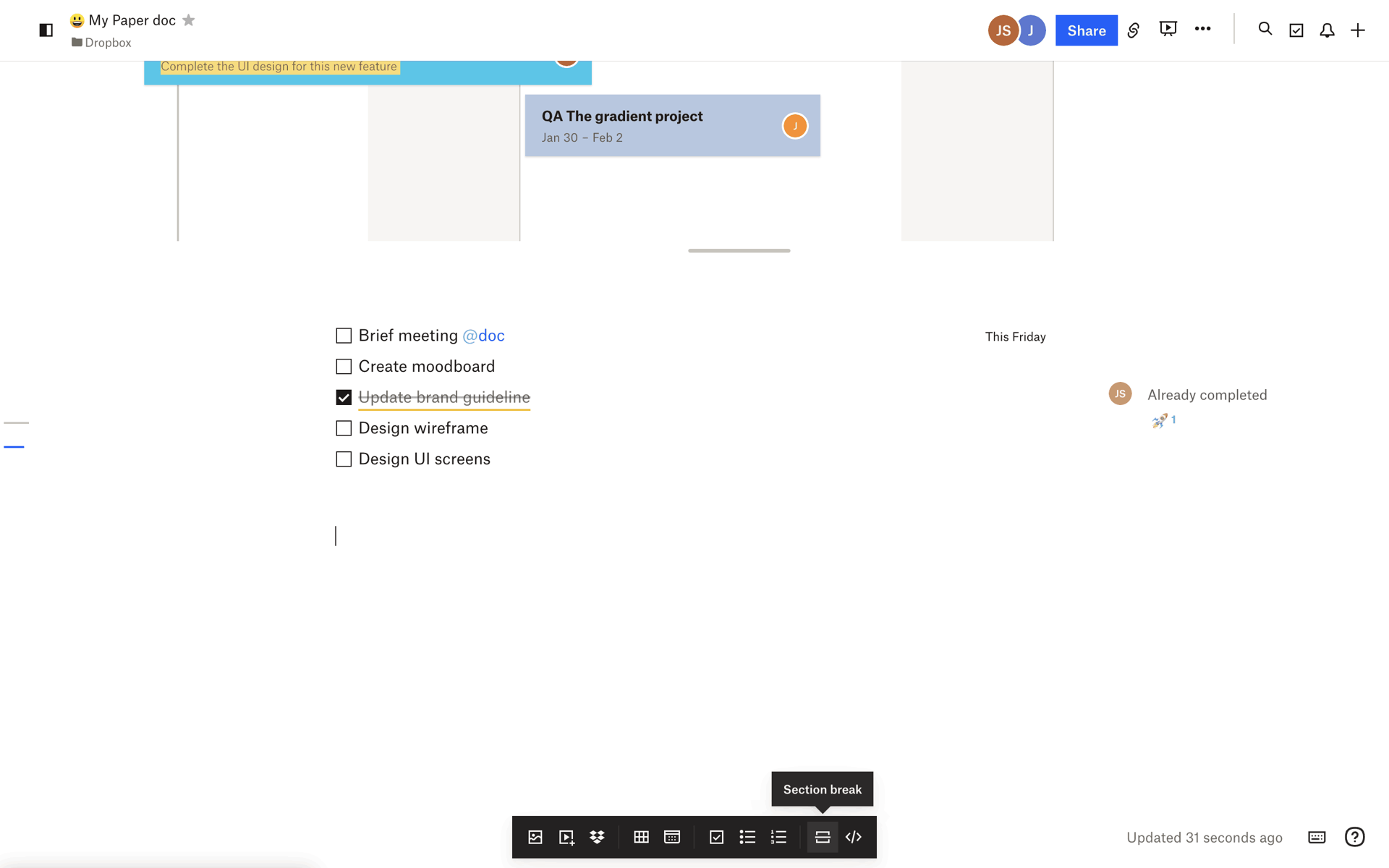 Dropbox Paper Web Productivity interface screenshot 15