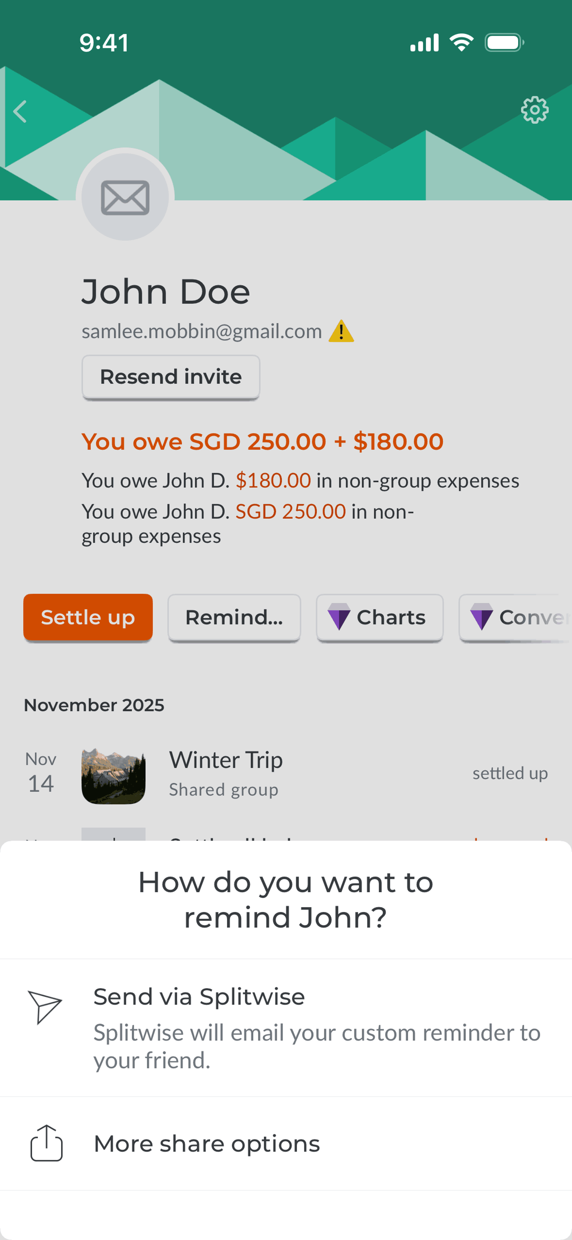 Splitwise iOS Finance interface screenshot 9