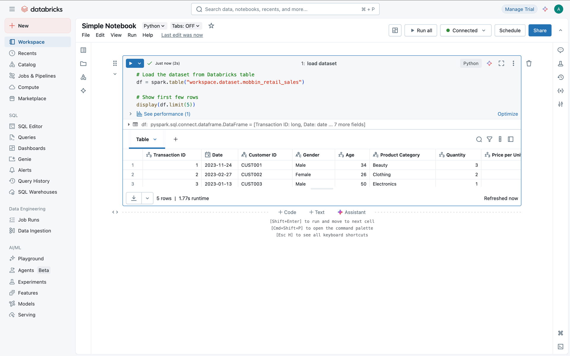 Databricks Web Developer Tools interface screenshot 17