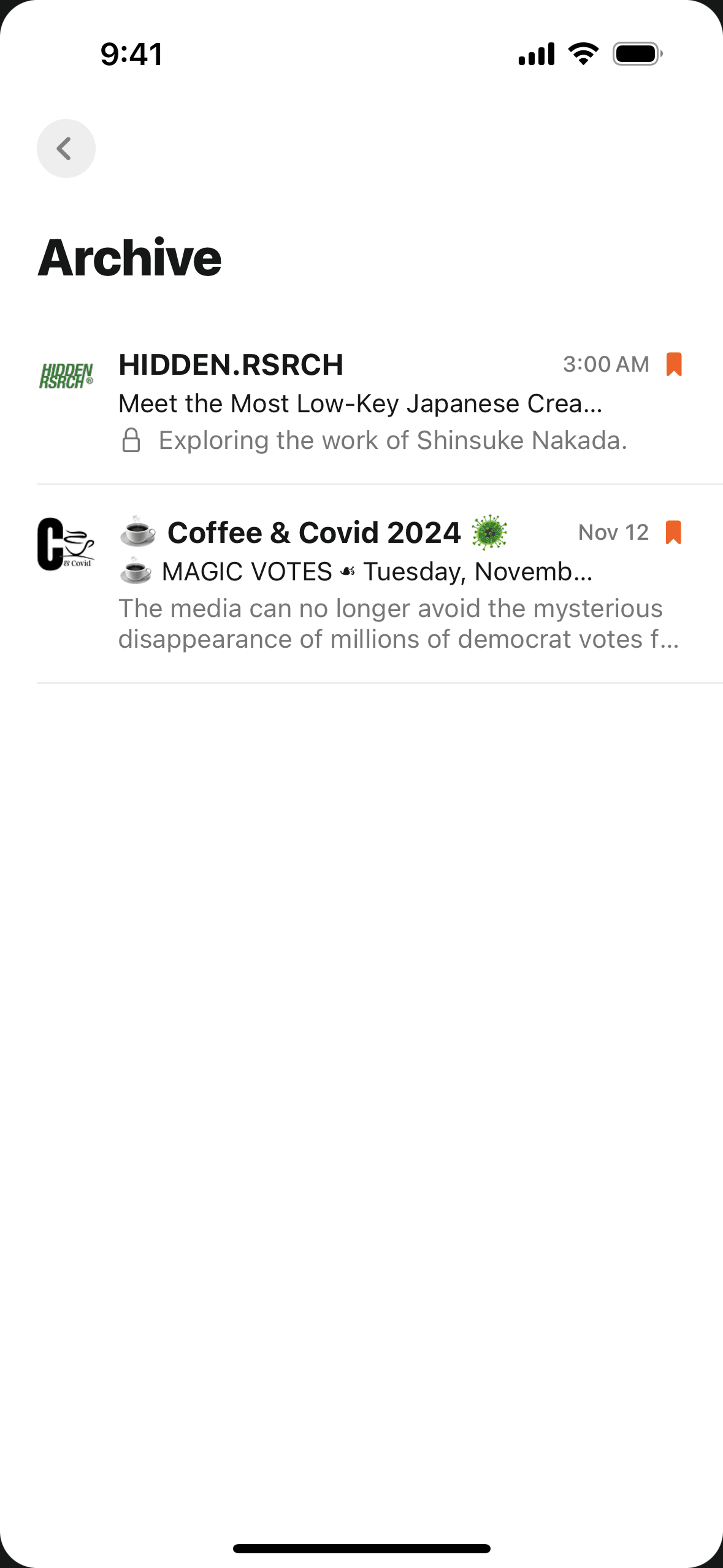 Substack iOS News interface screenshot 18