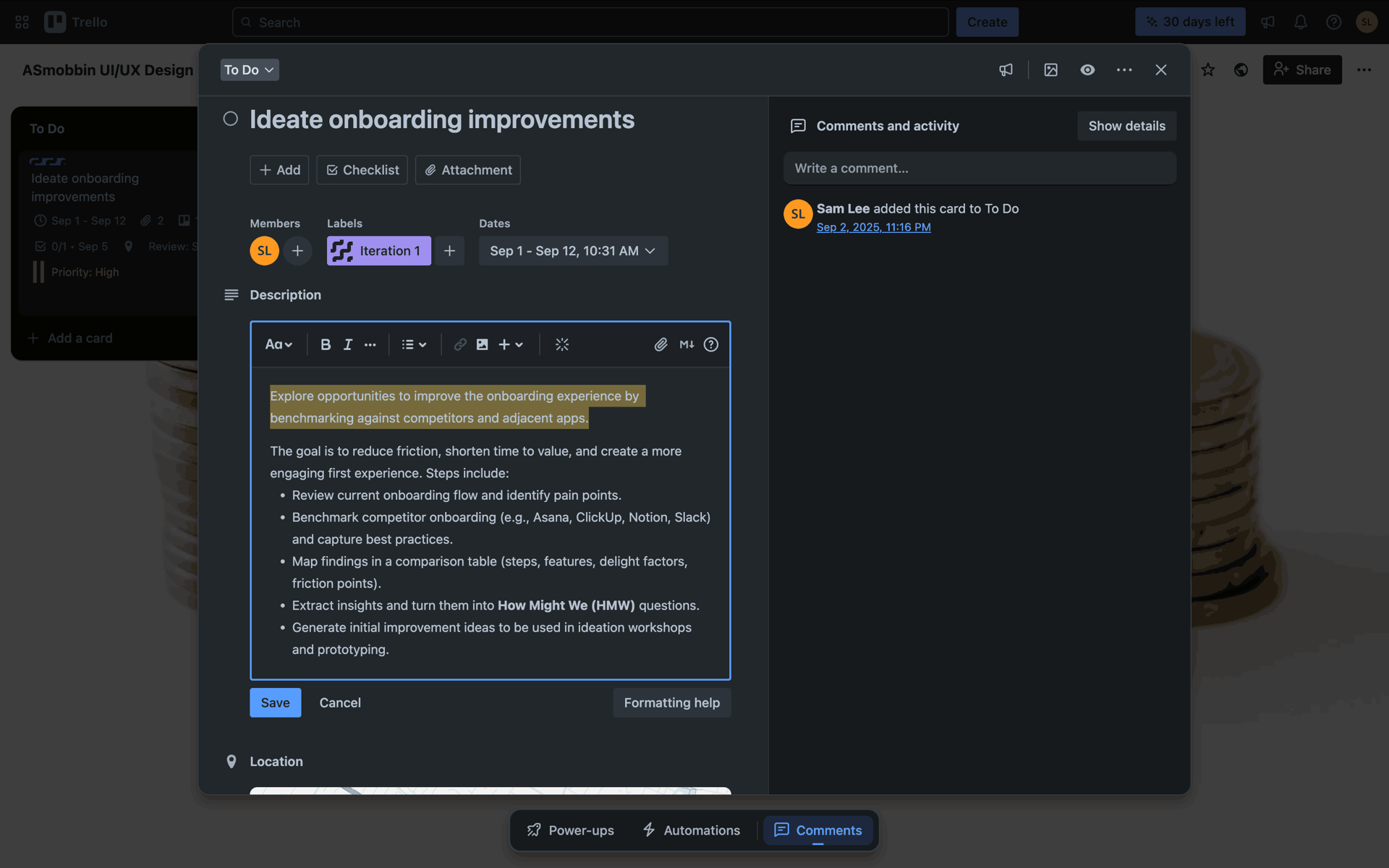 Trello Web Business interface screenshot 9