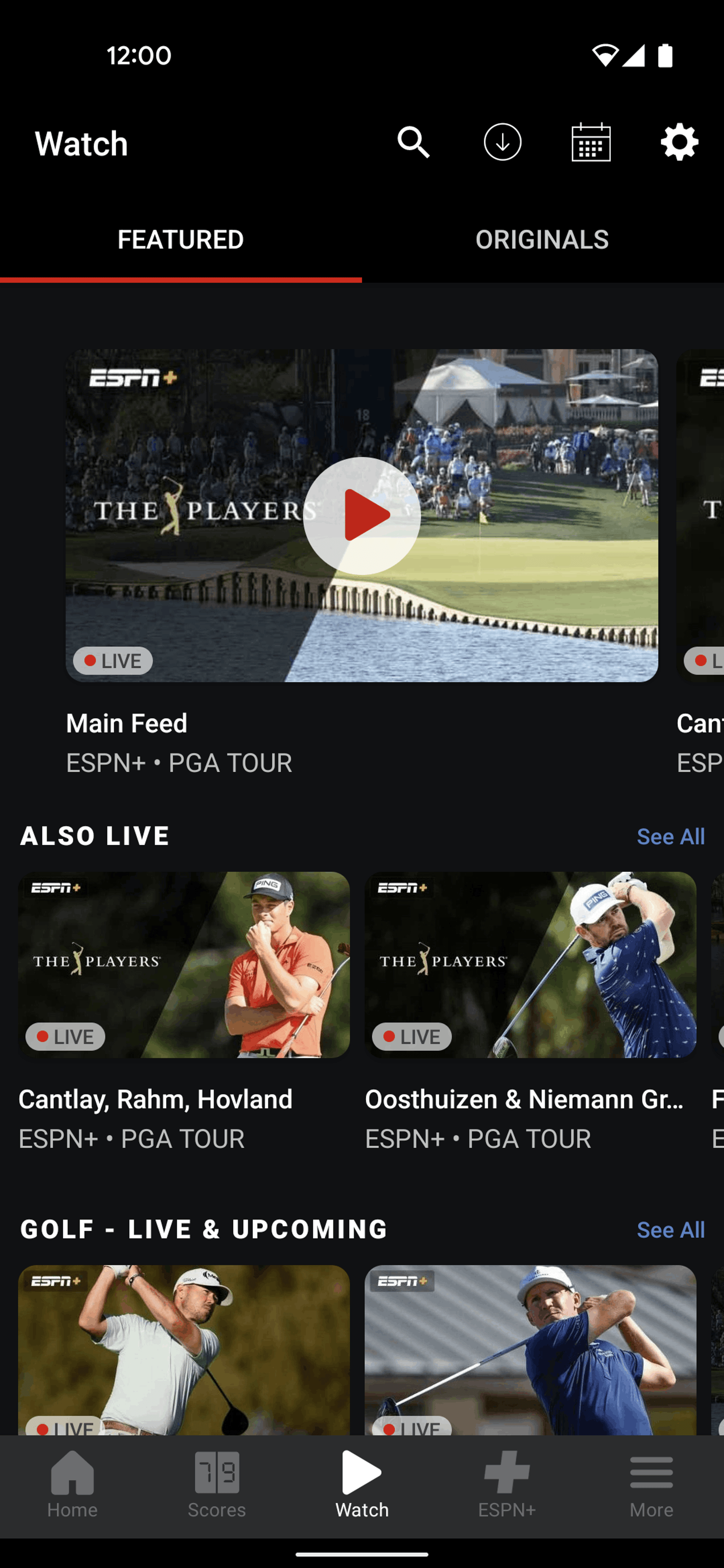 ESPN Android Sports interface screenshot 1