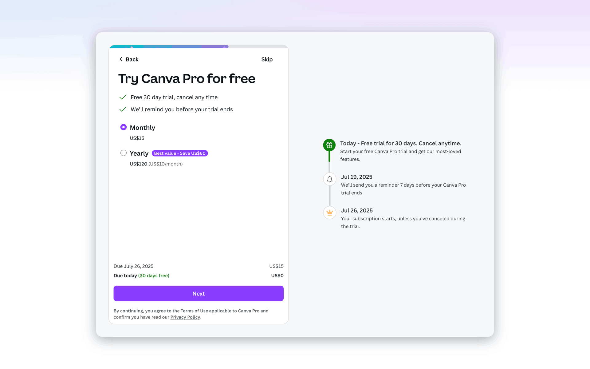 Onboarding on Canva (web) screen 12