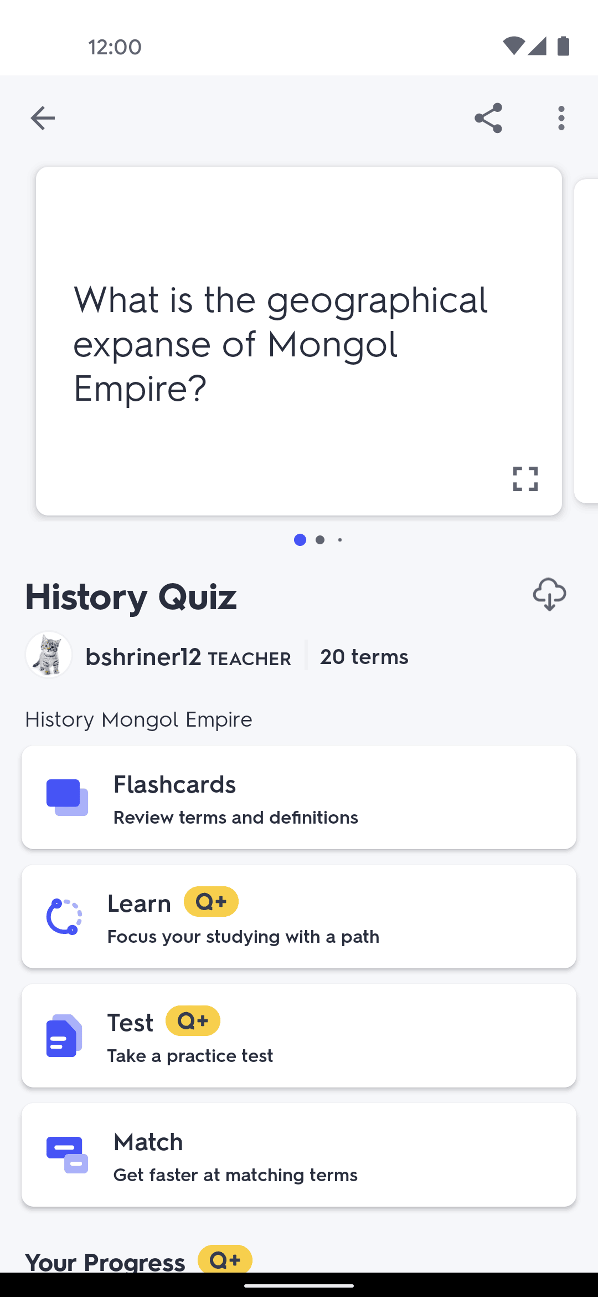 Quizlet Android Education interface screenshot 5