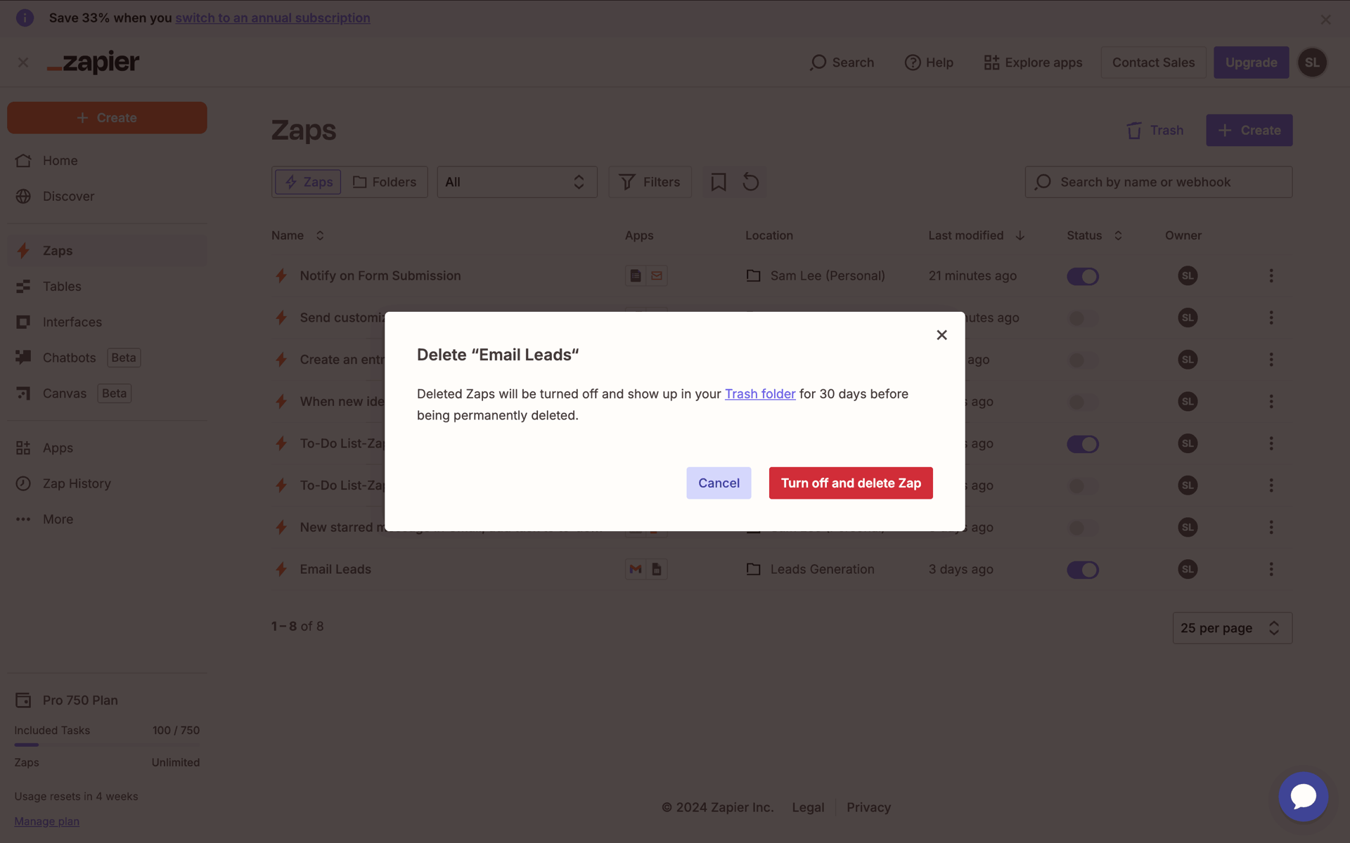 Zapier Web Productivity interface screenshot 24