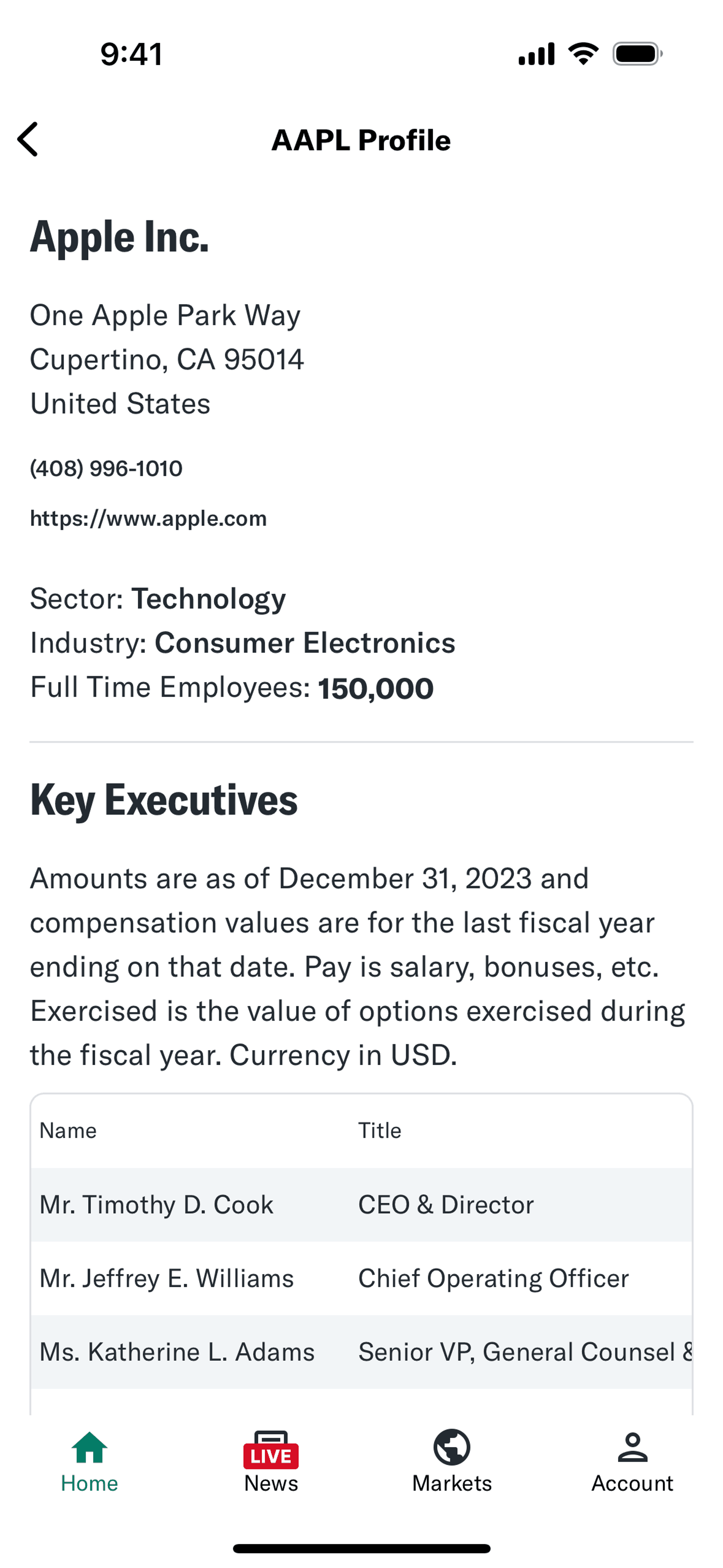 Yahoo Finance iOS Finance interface screenshot 17