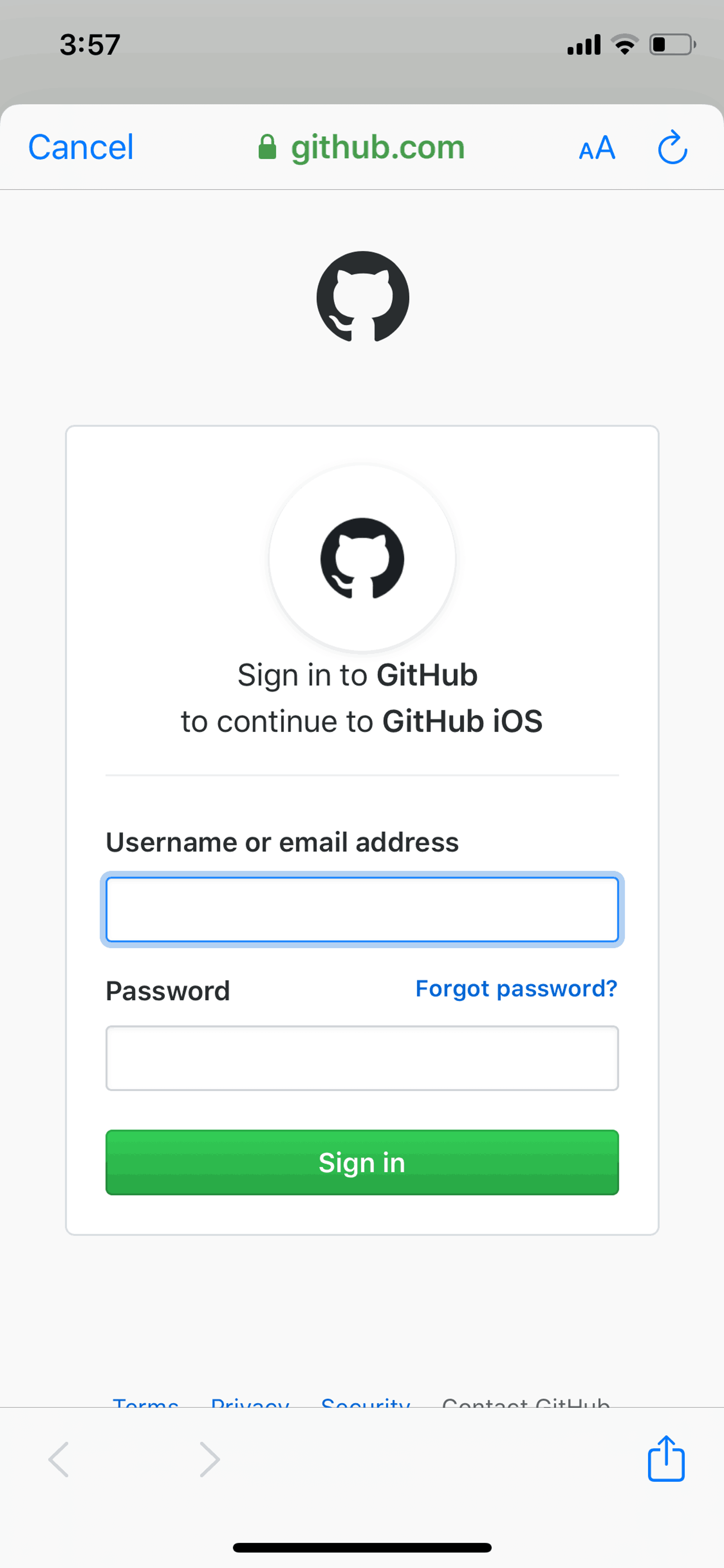 GitHub iOS Developer Tools interface screenshot 2