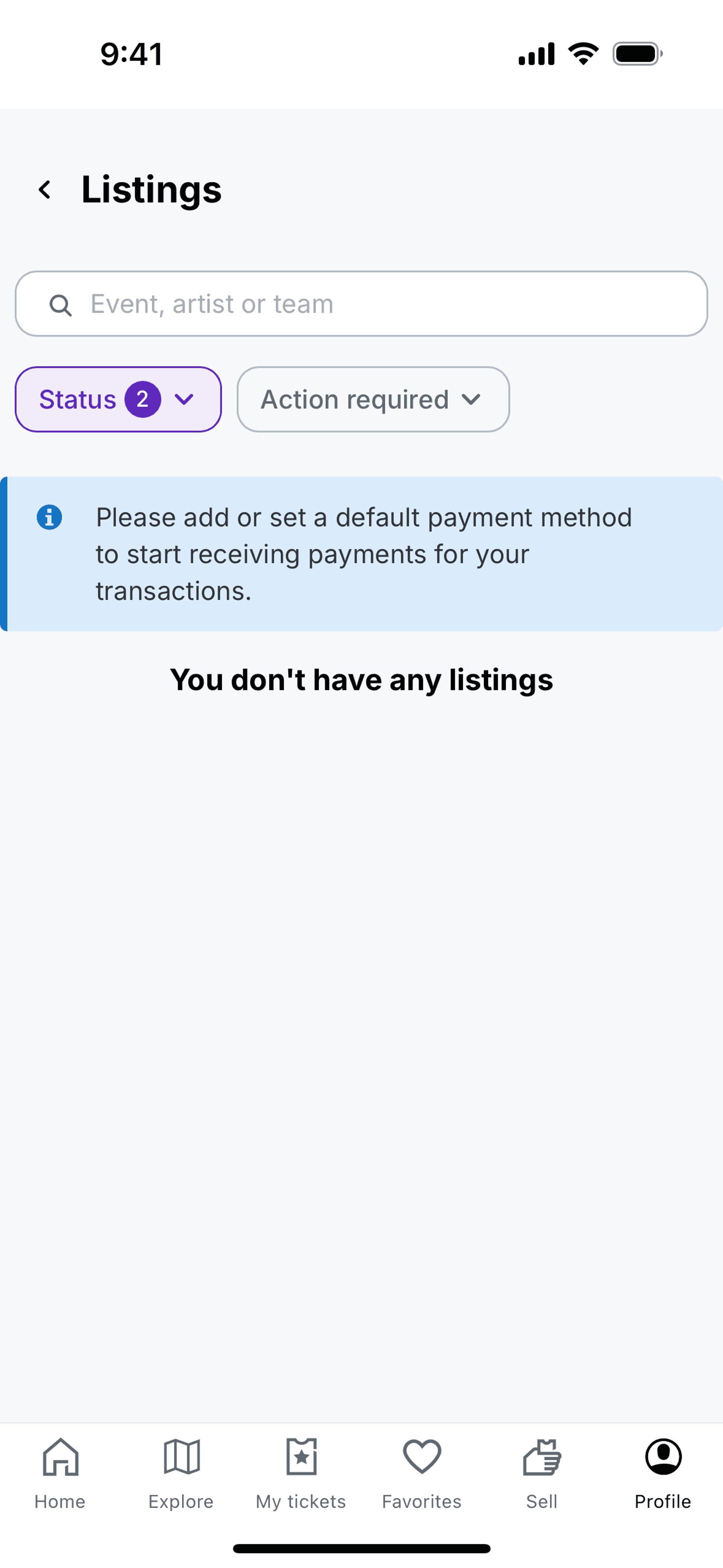 StubHub iOS Entertainment interface screenshot 21