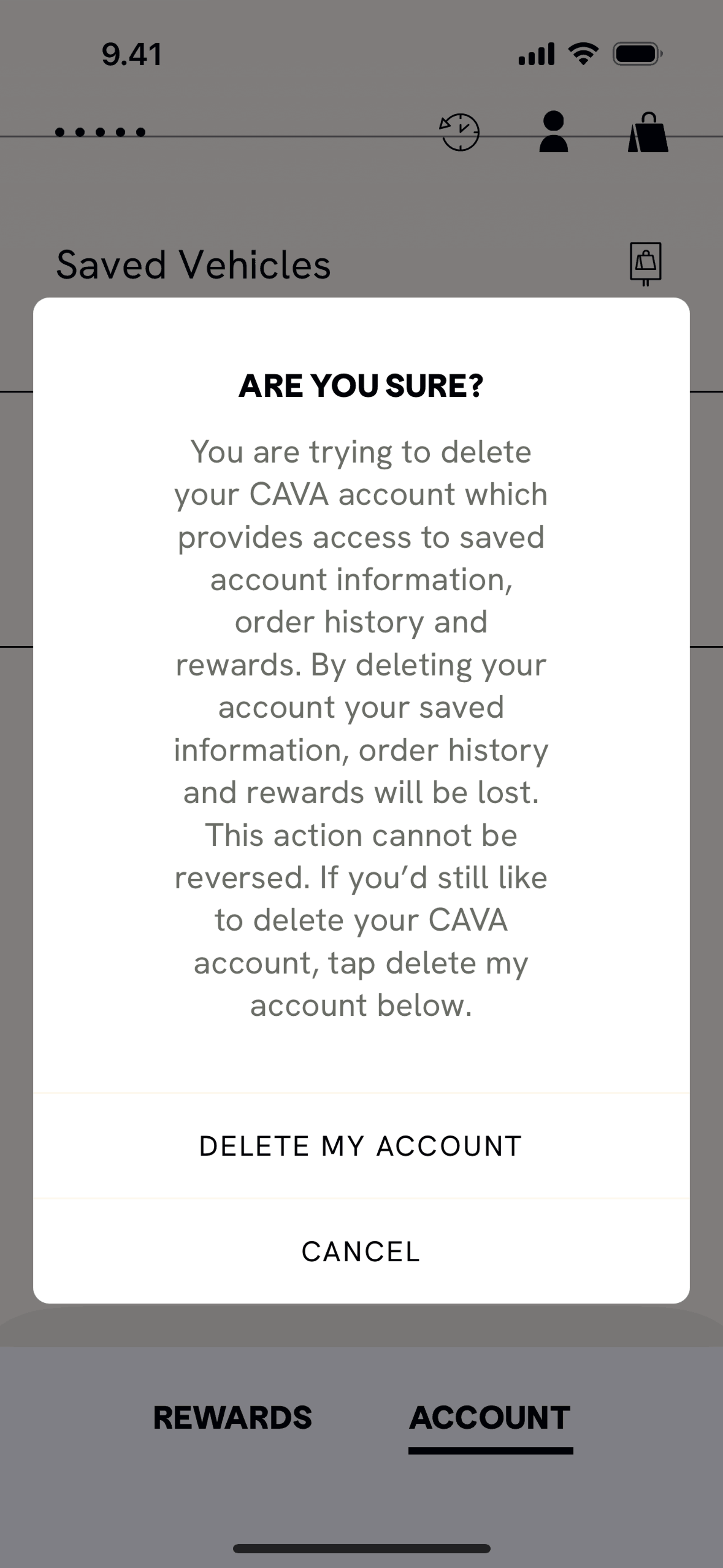 CAVA iOS Food & Drink interface screenshot 13