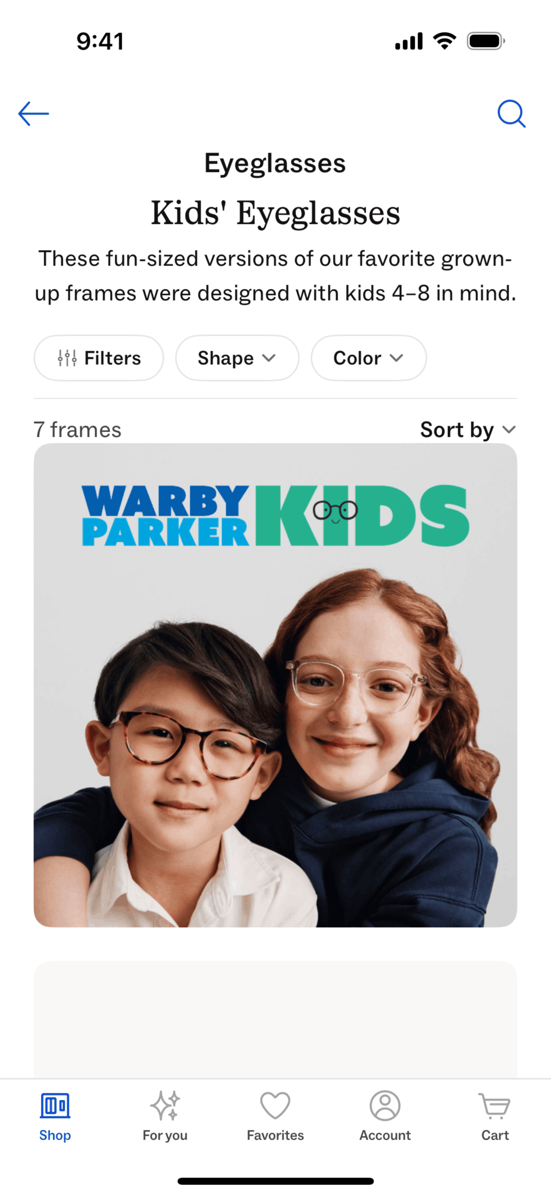 Warby Parker iOS Shopping interface screenshot 14