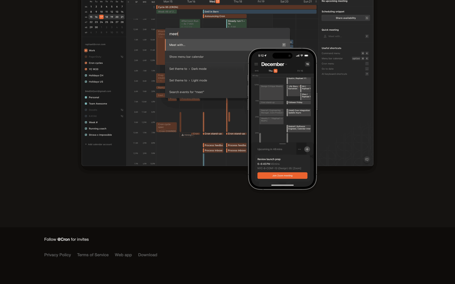 Cron Calendar Web Productivity interface screenshot 4