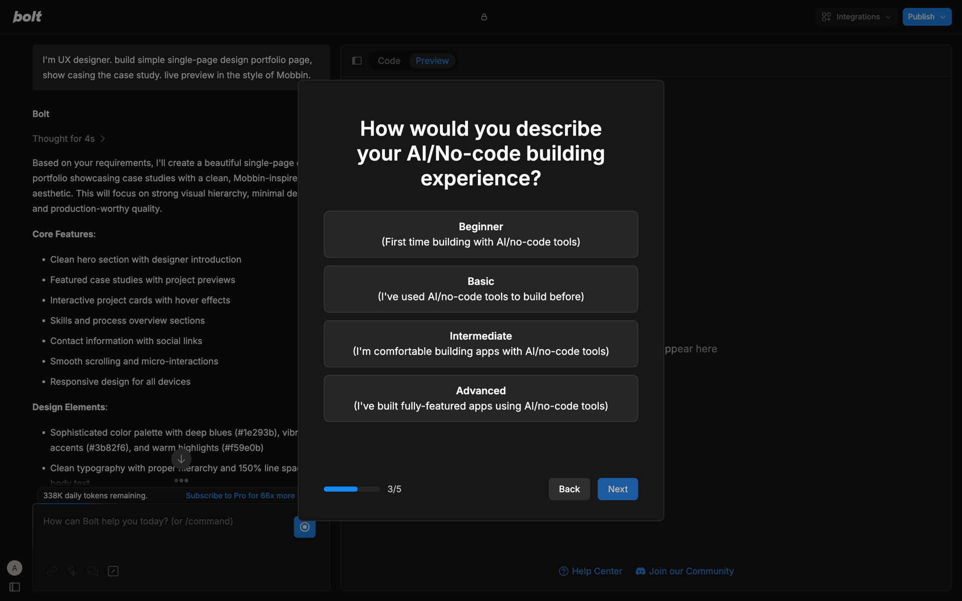 Bolt.new Web Developer Tools interface screenshot 17