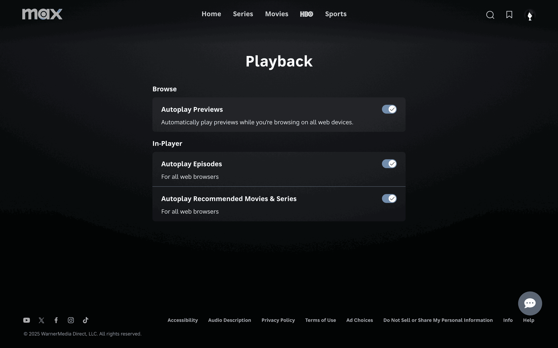 HBO Max Web Entertainment interface screenshot 7