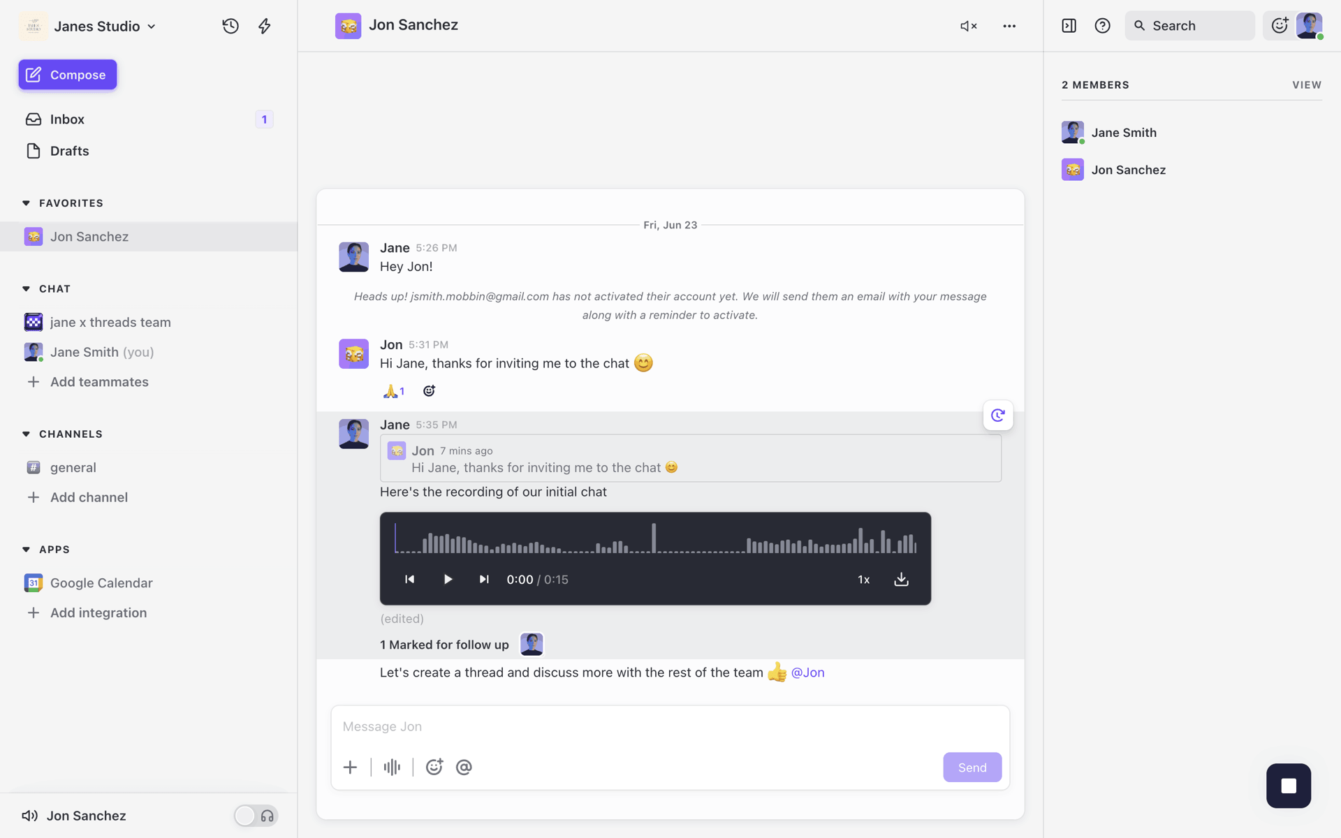 Threads Web Business interface screenshot 2