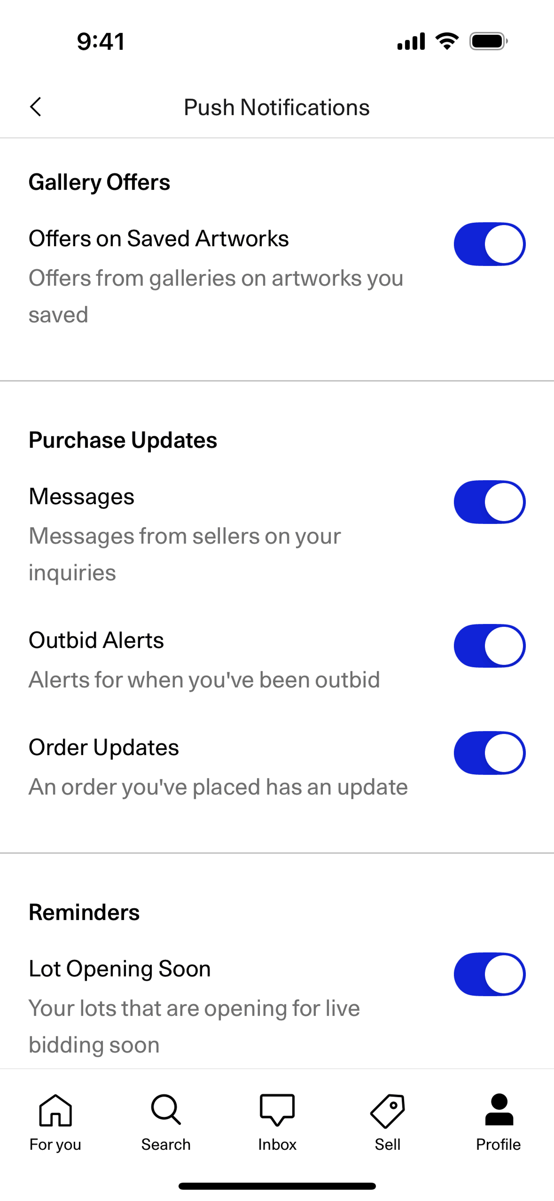 Artsy iOS Shopping interface screenshot 22