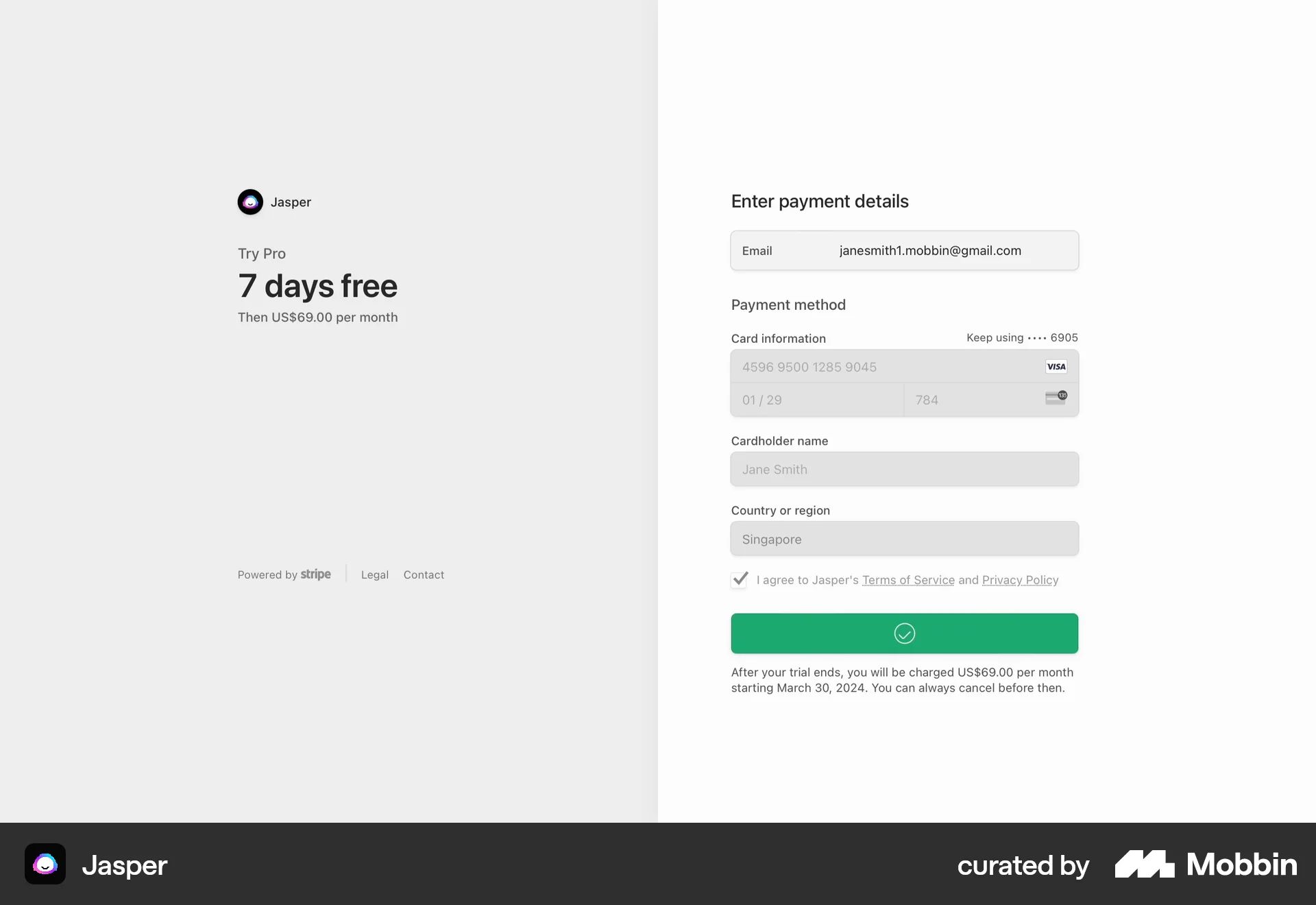 Subscribing to Jasper on Jasper (web) screen 6
