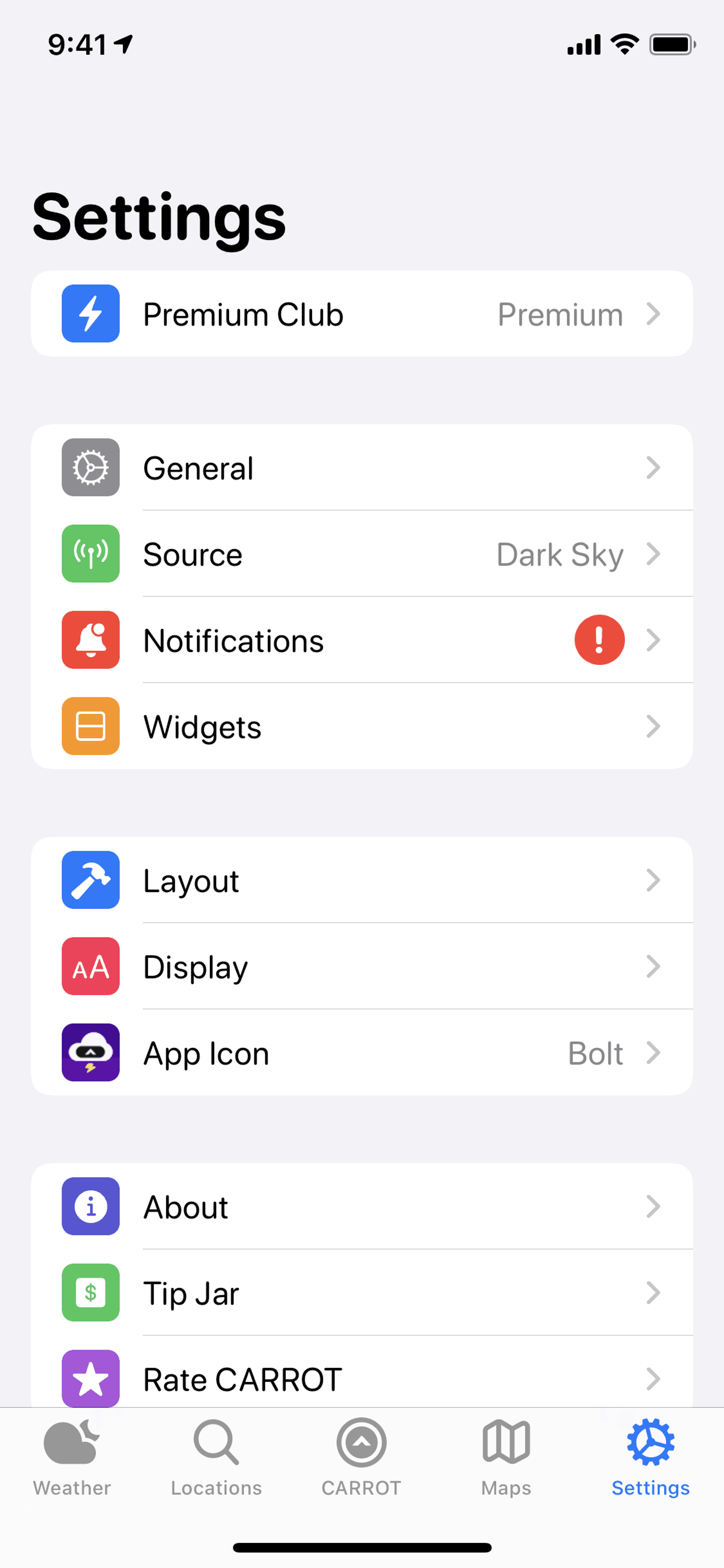 CARROT Weather iOS Lifestyle interface screenshot 5