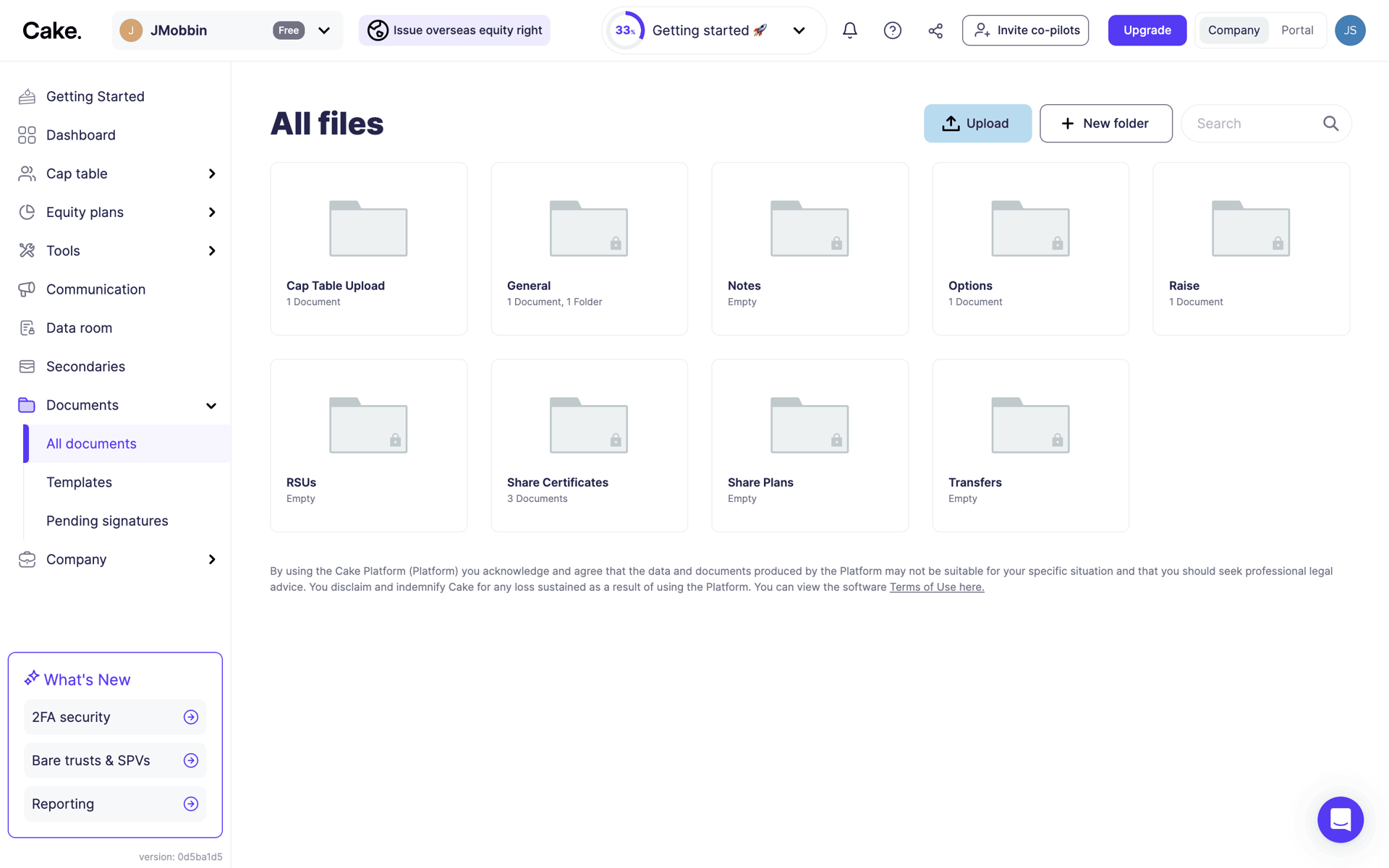 Cake Equity Web Business interface screenshot 3