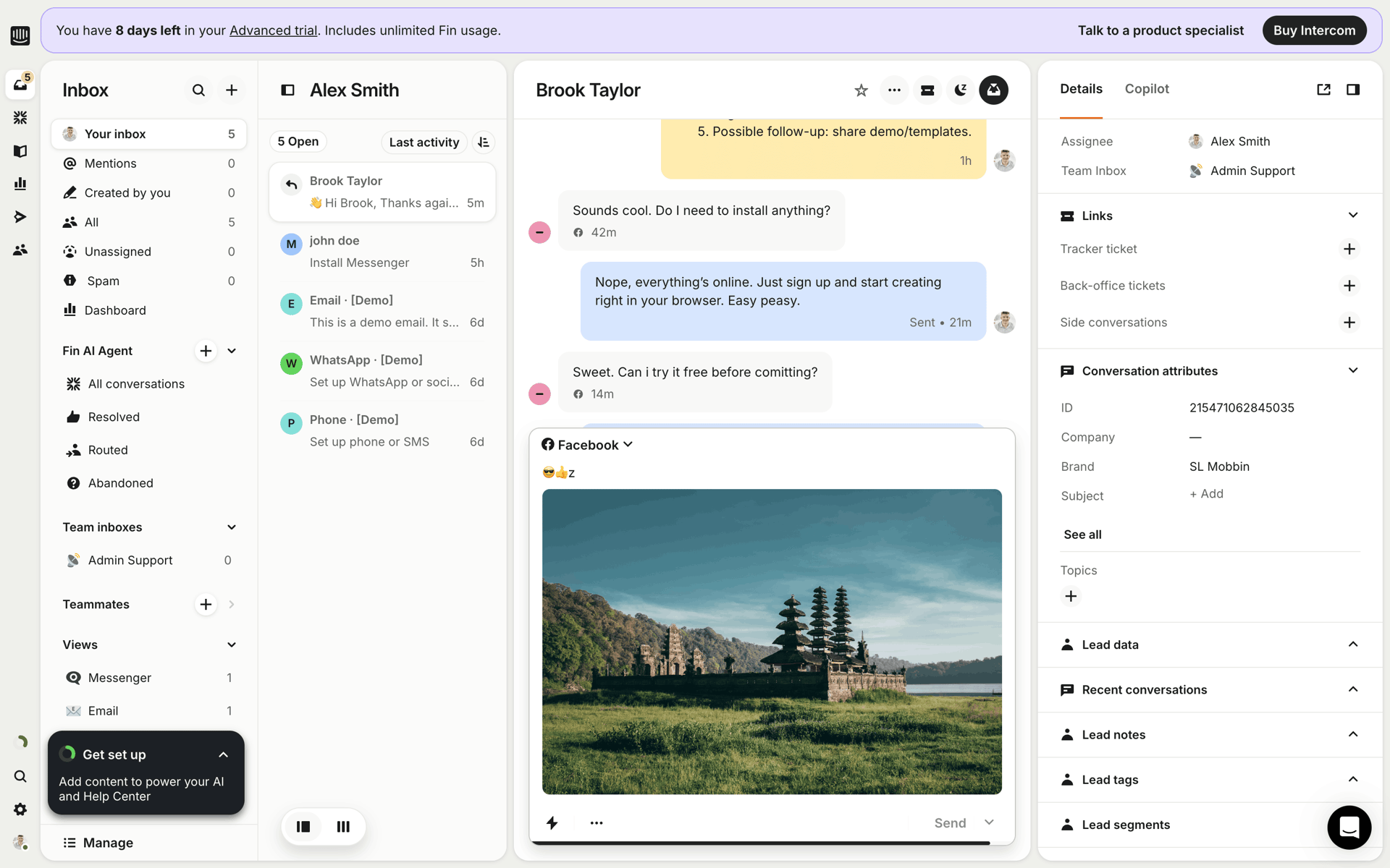 Intercom Web Business interface screenshot 12