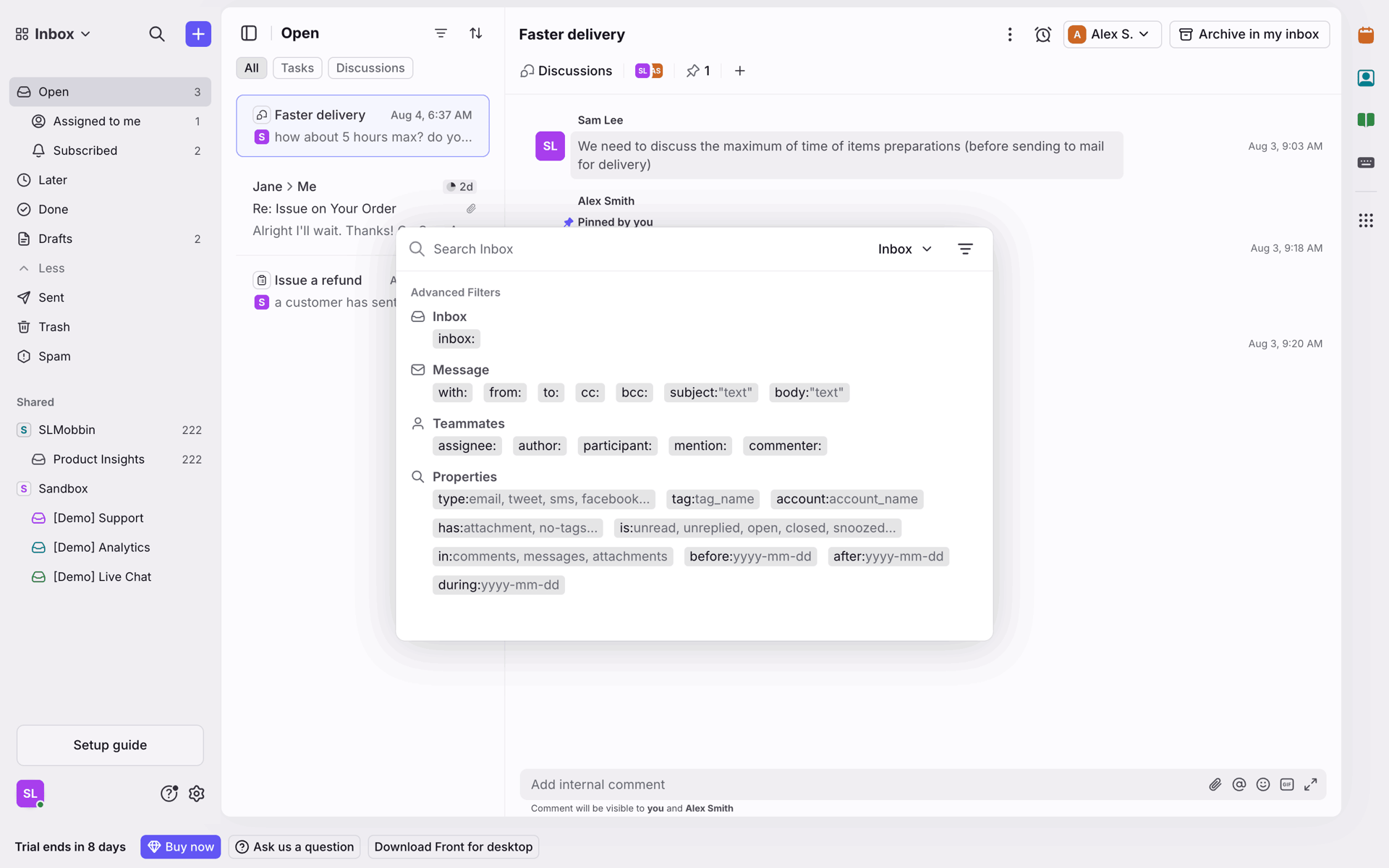 Front Web Business interface screenshot 21