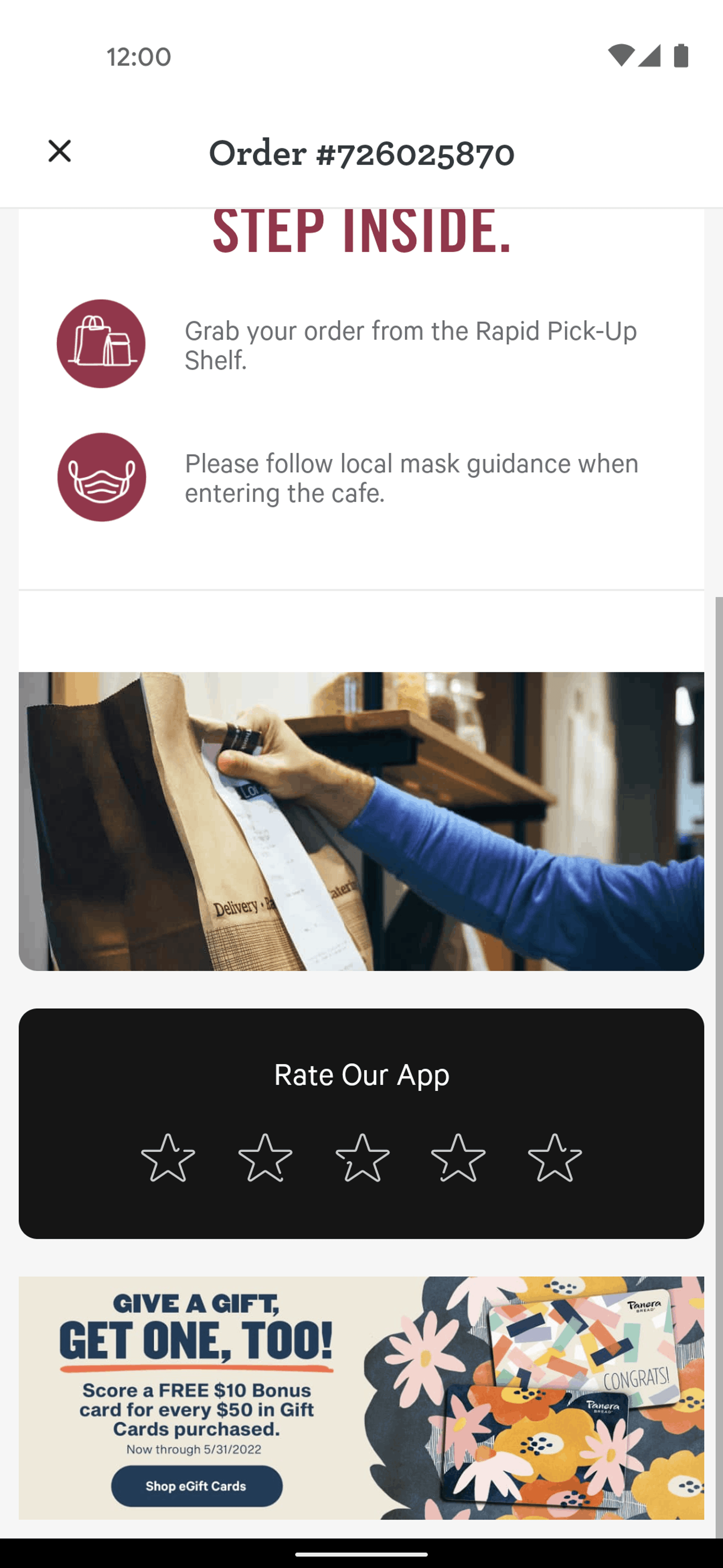 Panera Bread Android Food & Drink interface screenshot 8
