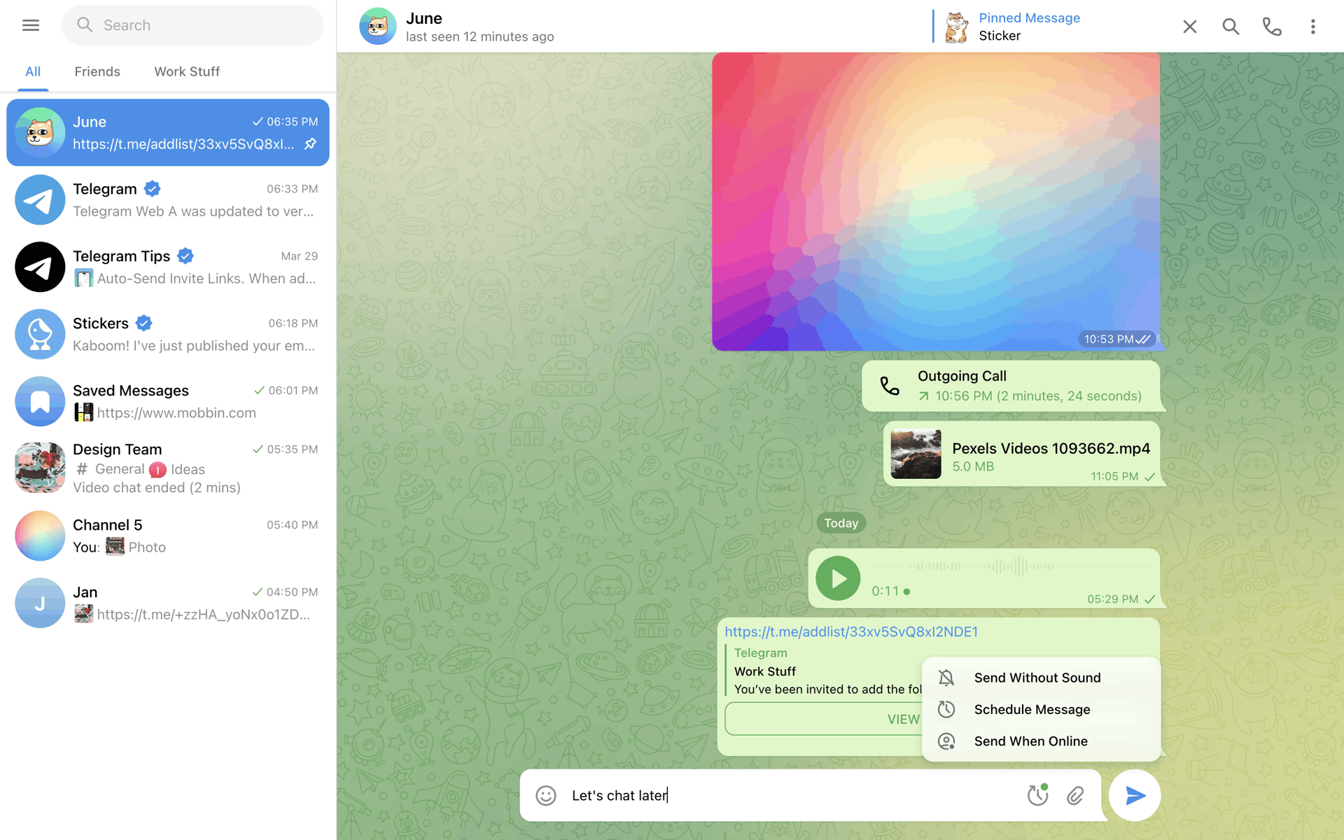 Telegram Web Social Networking interface screenshot 4