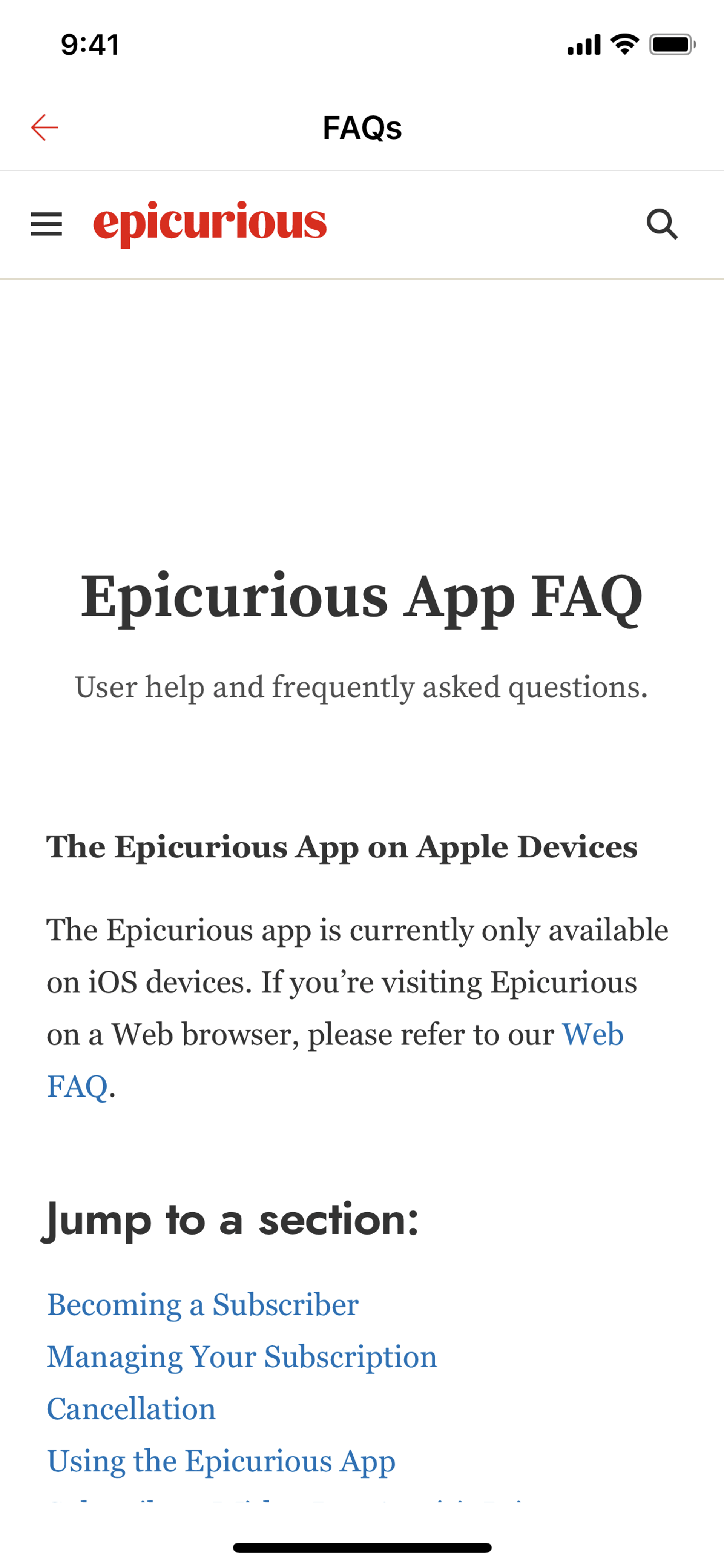 Epicurious iOS Food & Drink interface screenshot 24