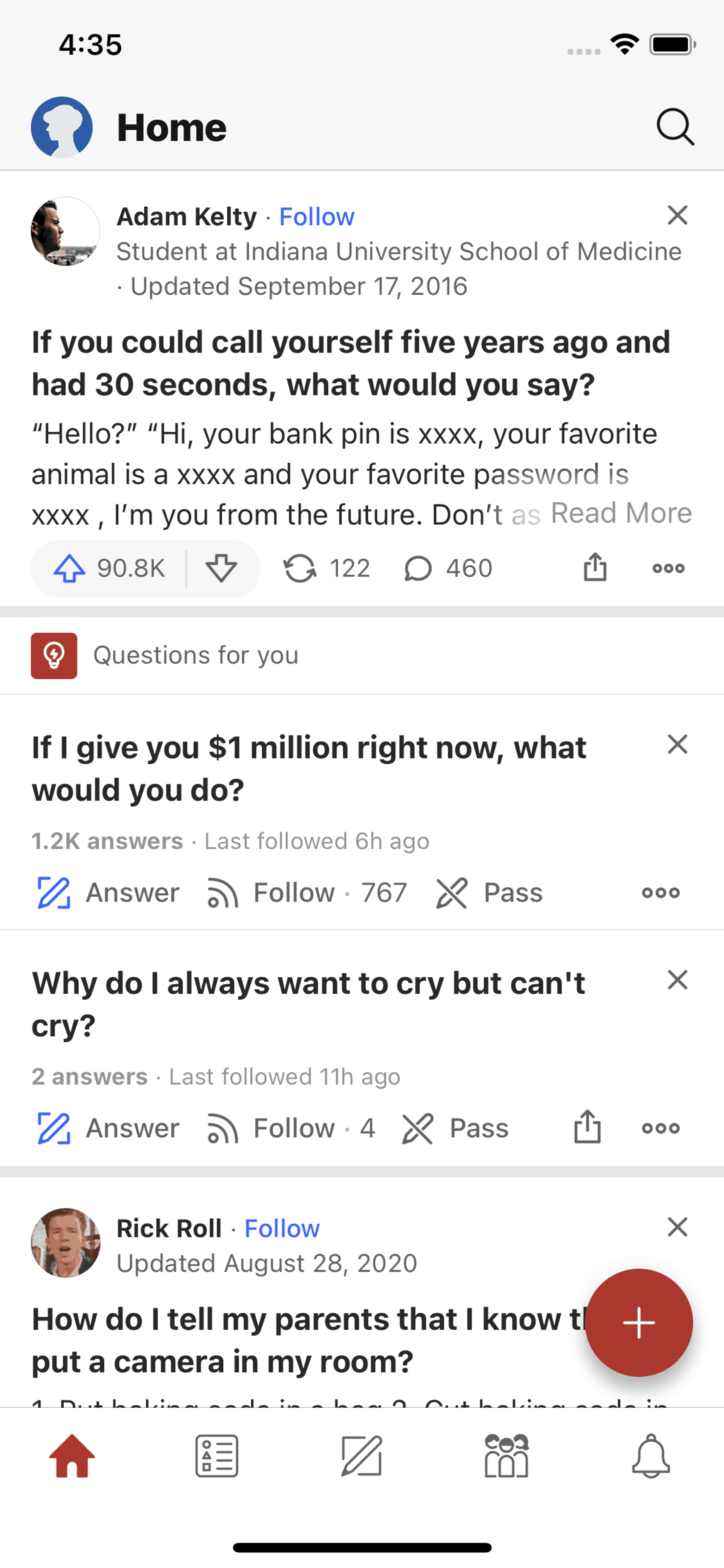 Quora iOS Social Networking interface screenshot 13