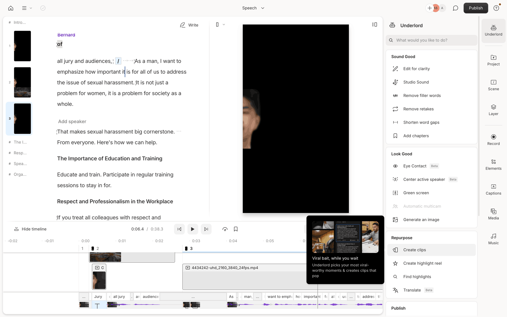 Descript Web Photo & Video interface screenshot 24