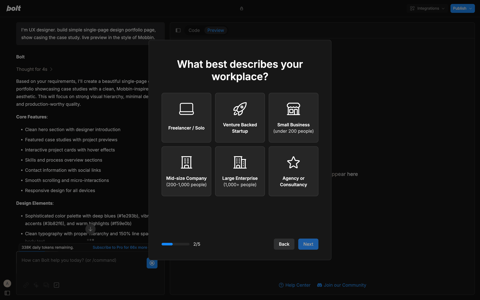 Bolt.new Web Developer Tools interface screenshot 15