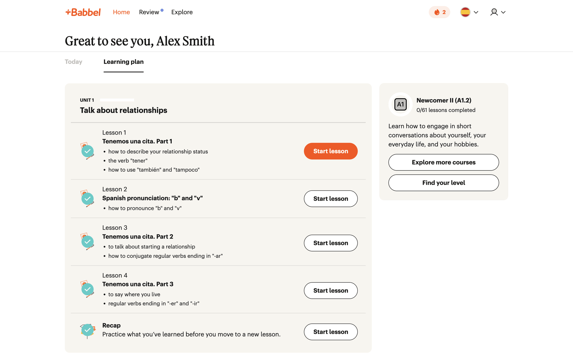 Babbel Web Education interface screenshot 13