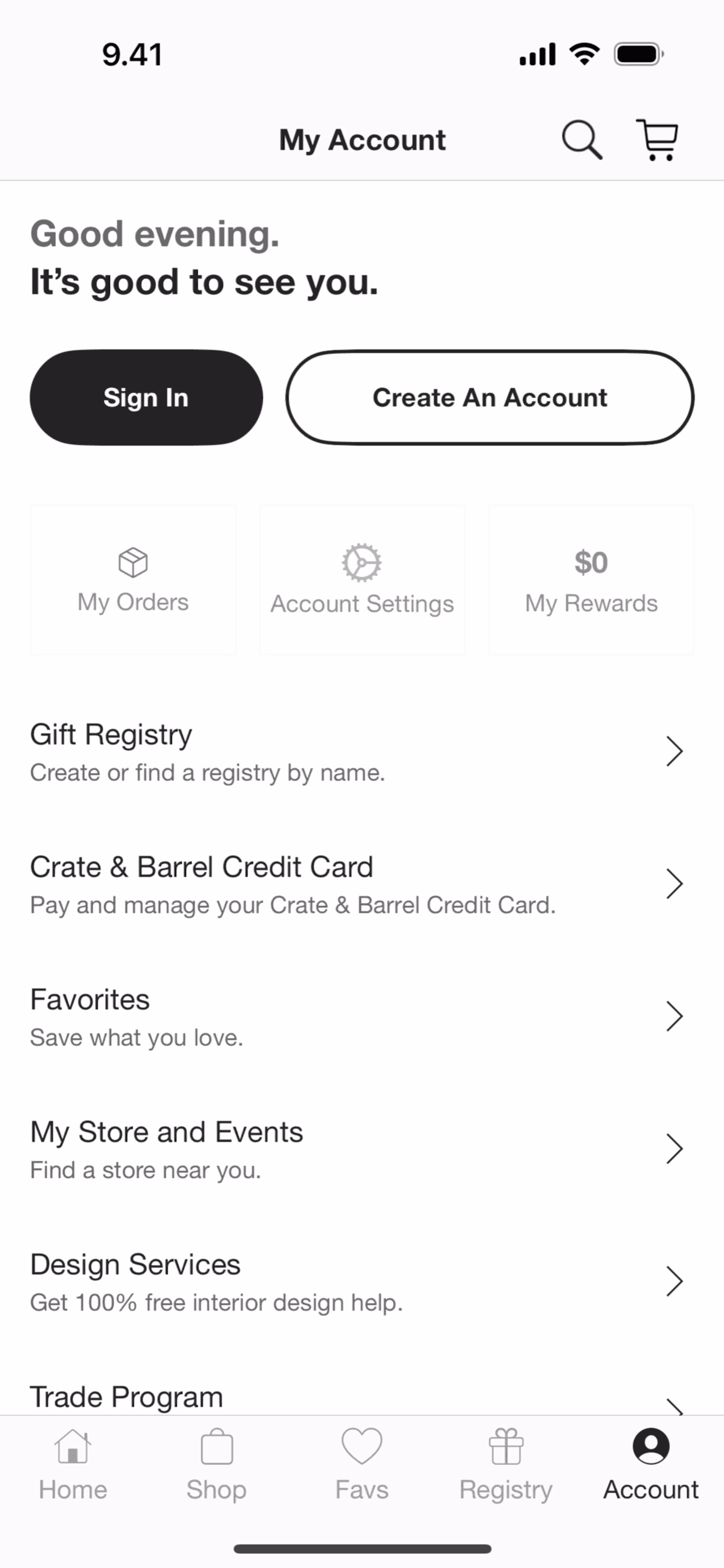 Crate & Barrel iOS Shopping interface screenshot 4