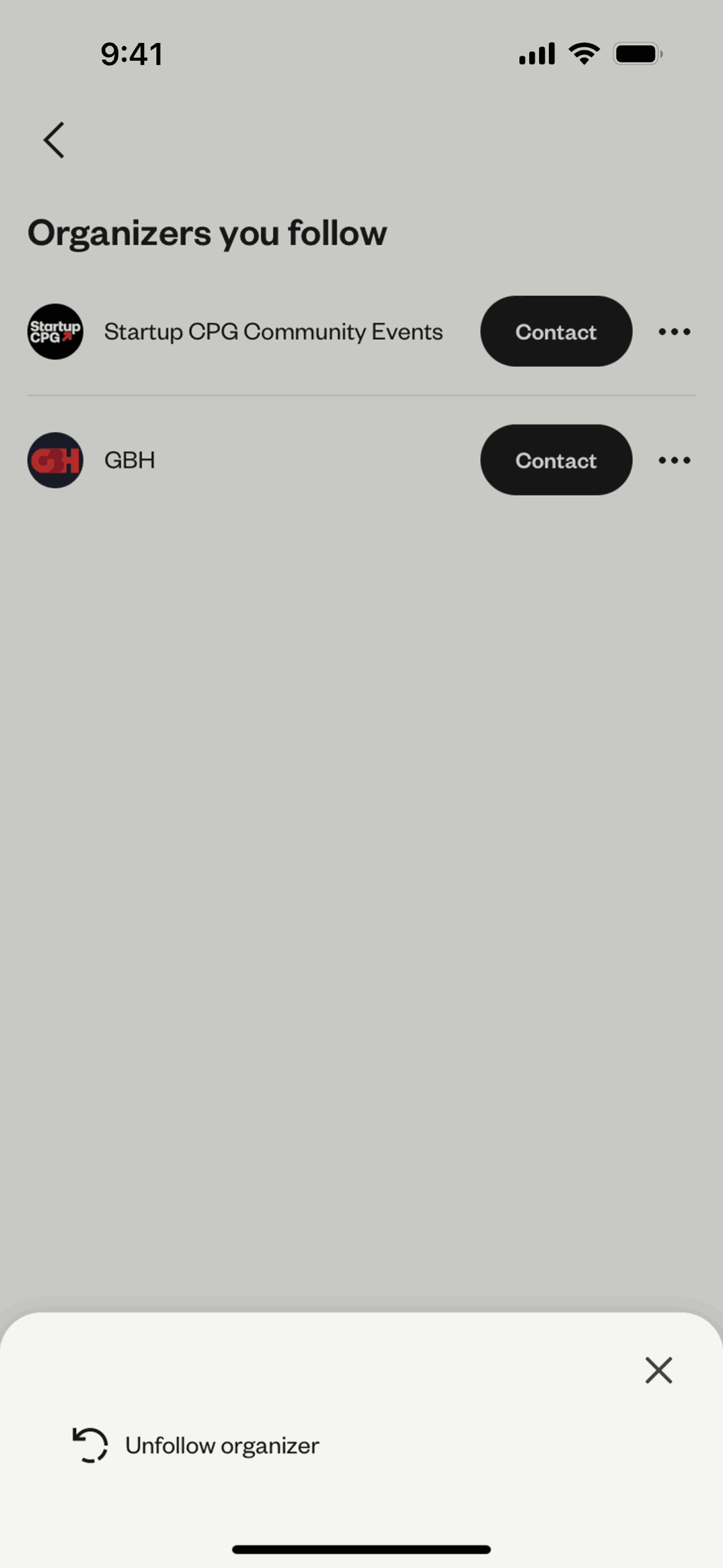 Eventbrite iOS Entertainment interface screenshot 13
