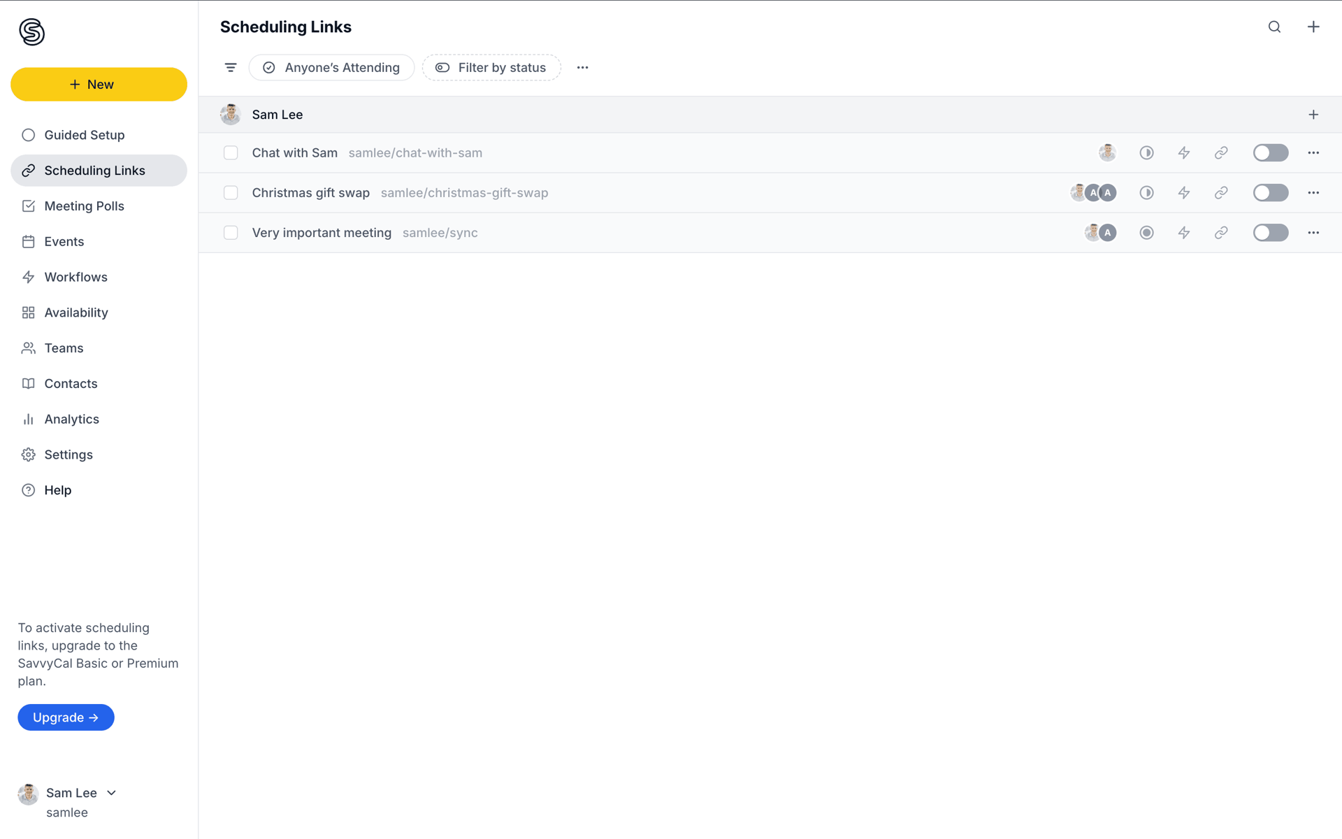 SavvyCal Web Collaboration interface screenshot 7